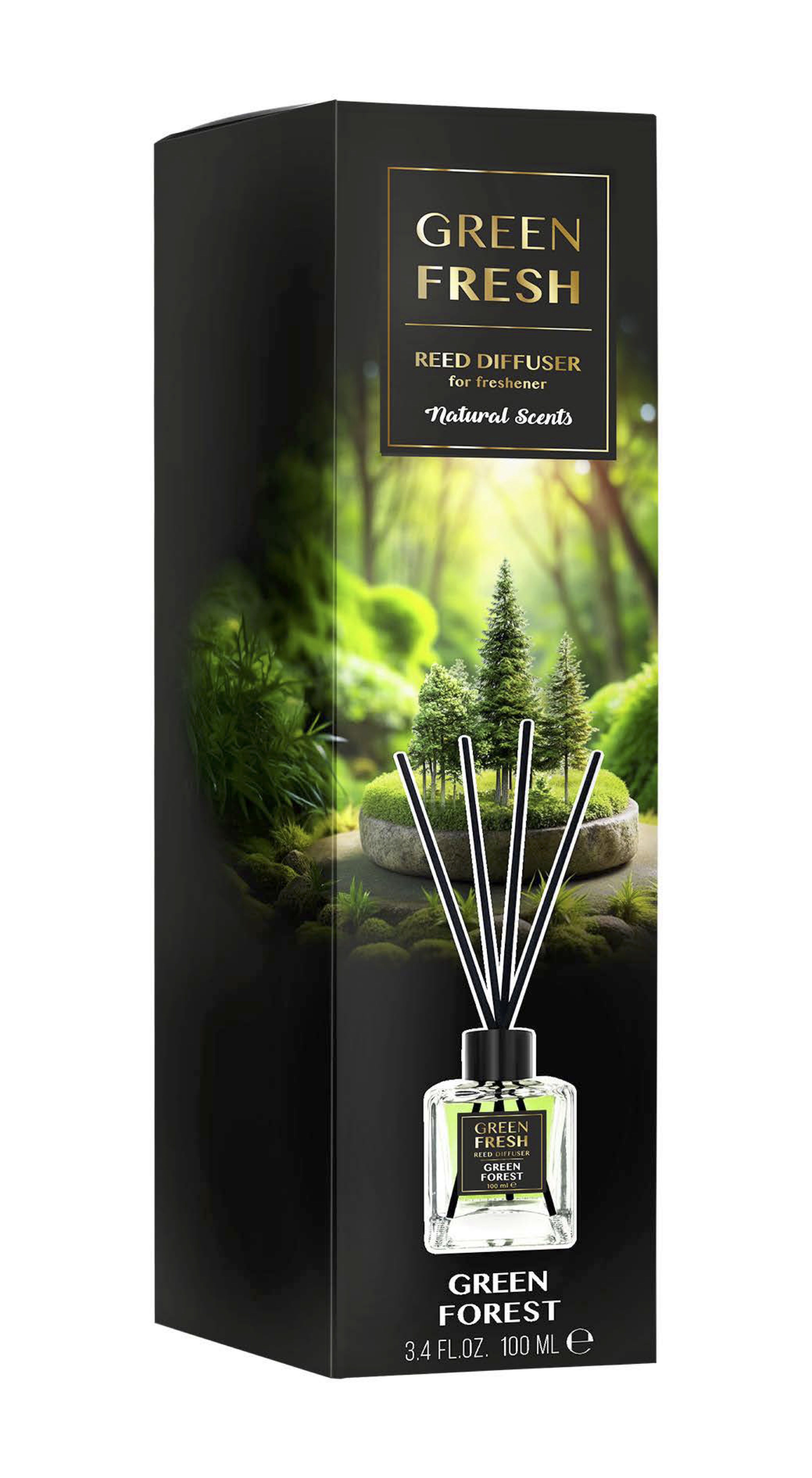 Green fresh, Patyczki zapachowe Gold series Green forest, 100 ml zdjęcie