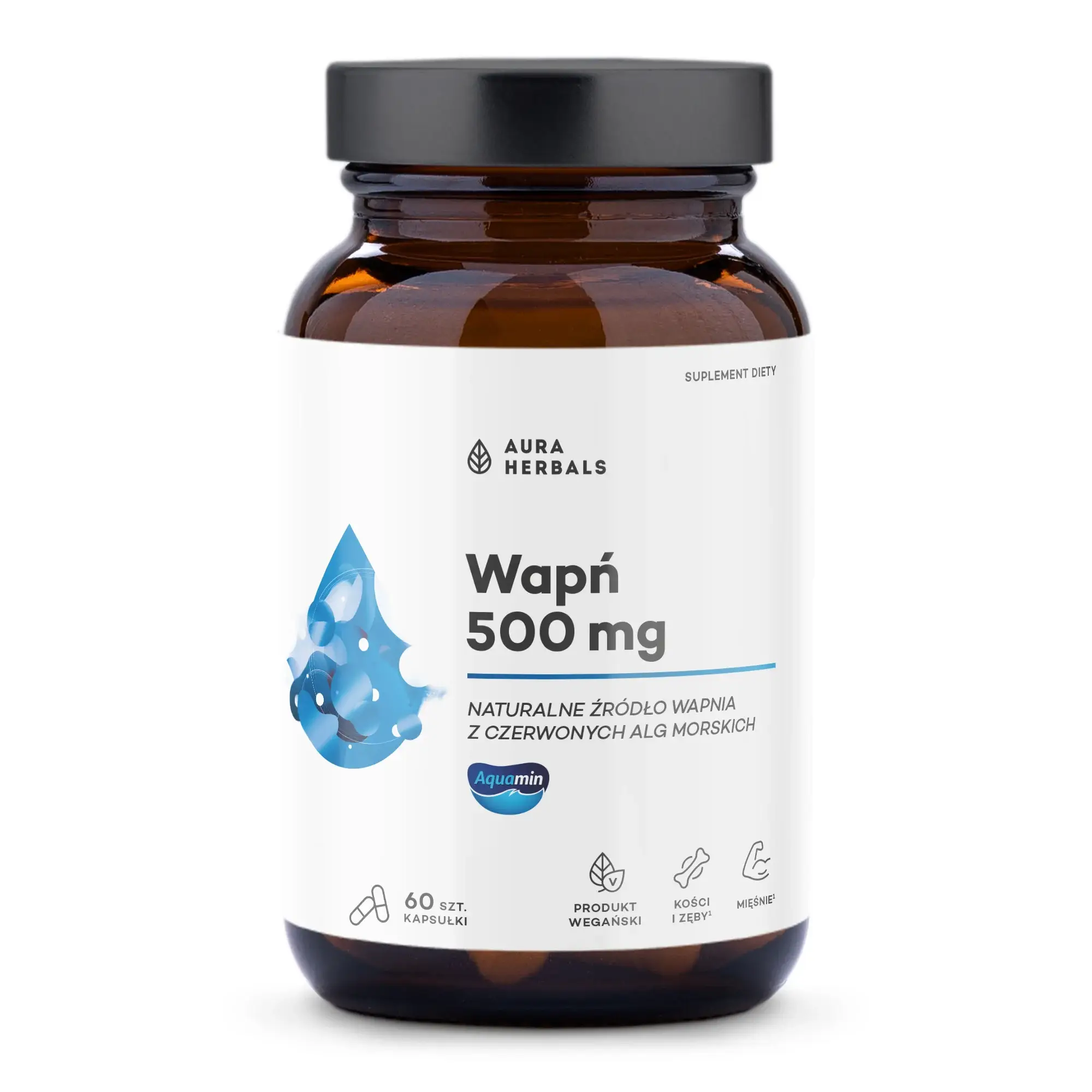 Wapń 500 mg, Aquamin, 60 kapsułek zdjęcie