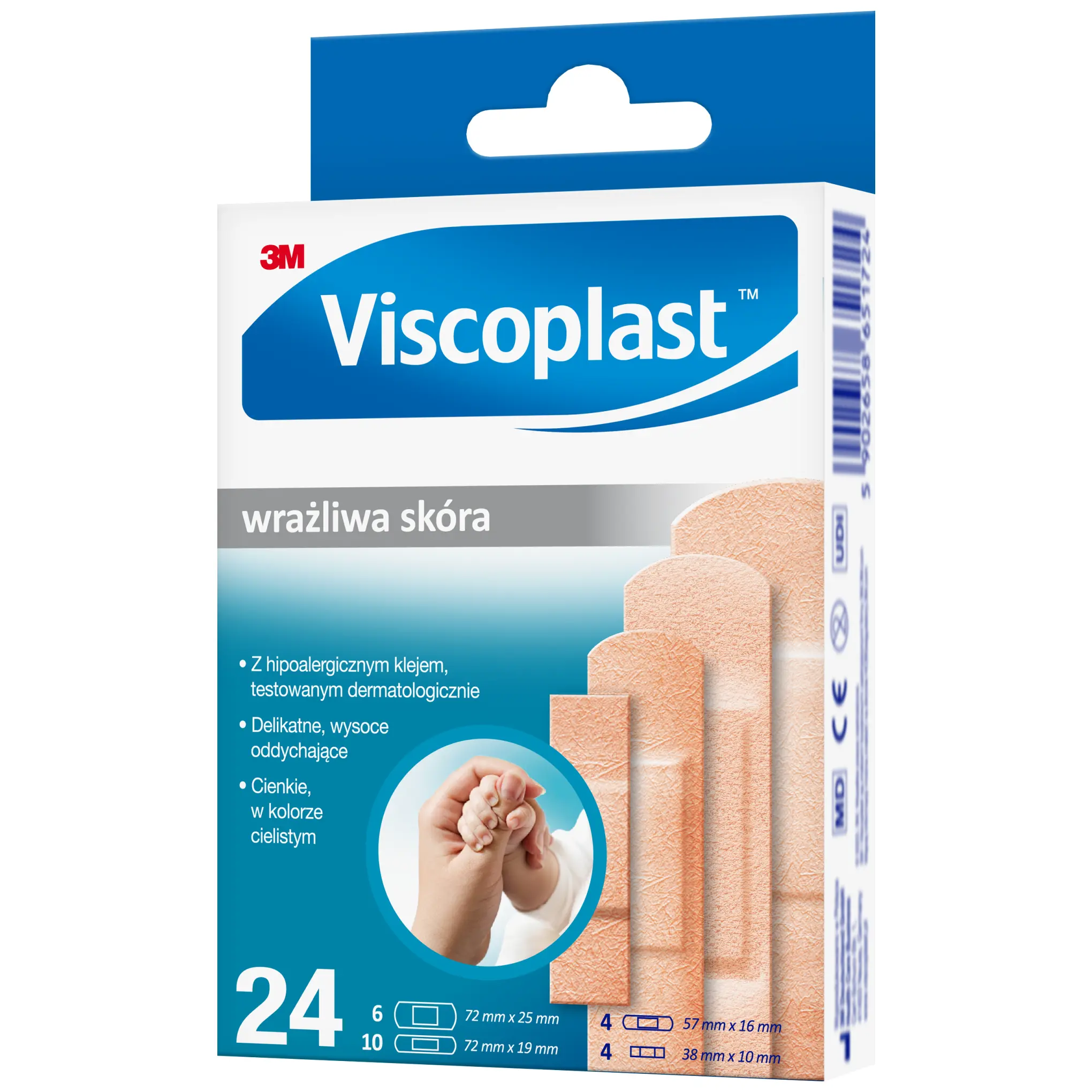 Viscoplast delikatne, wysoce oddychające plastry dla skóry wrażliwej 24 sztuki