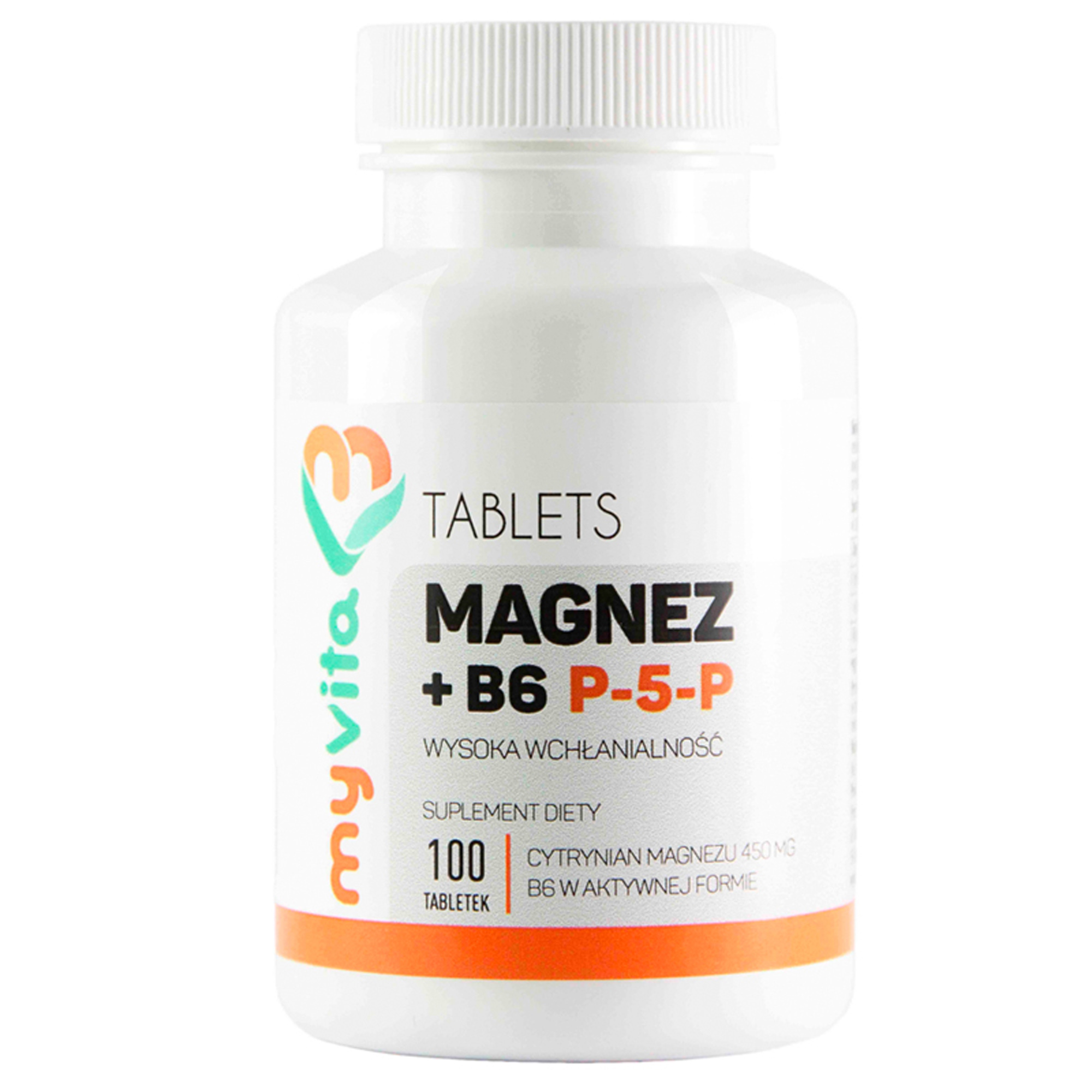 MyVita Magnez + B6 P5P (cytrynian magnezu), 100 tabl., cena, wskazania, właściwości zdjęcie