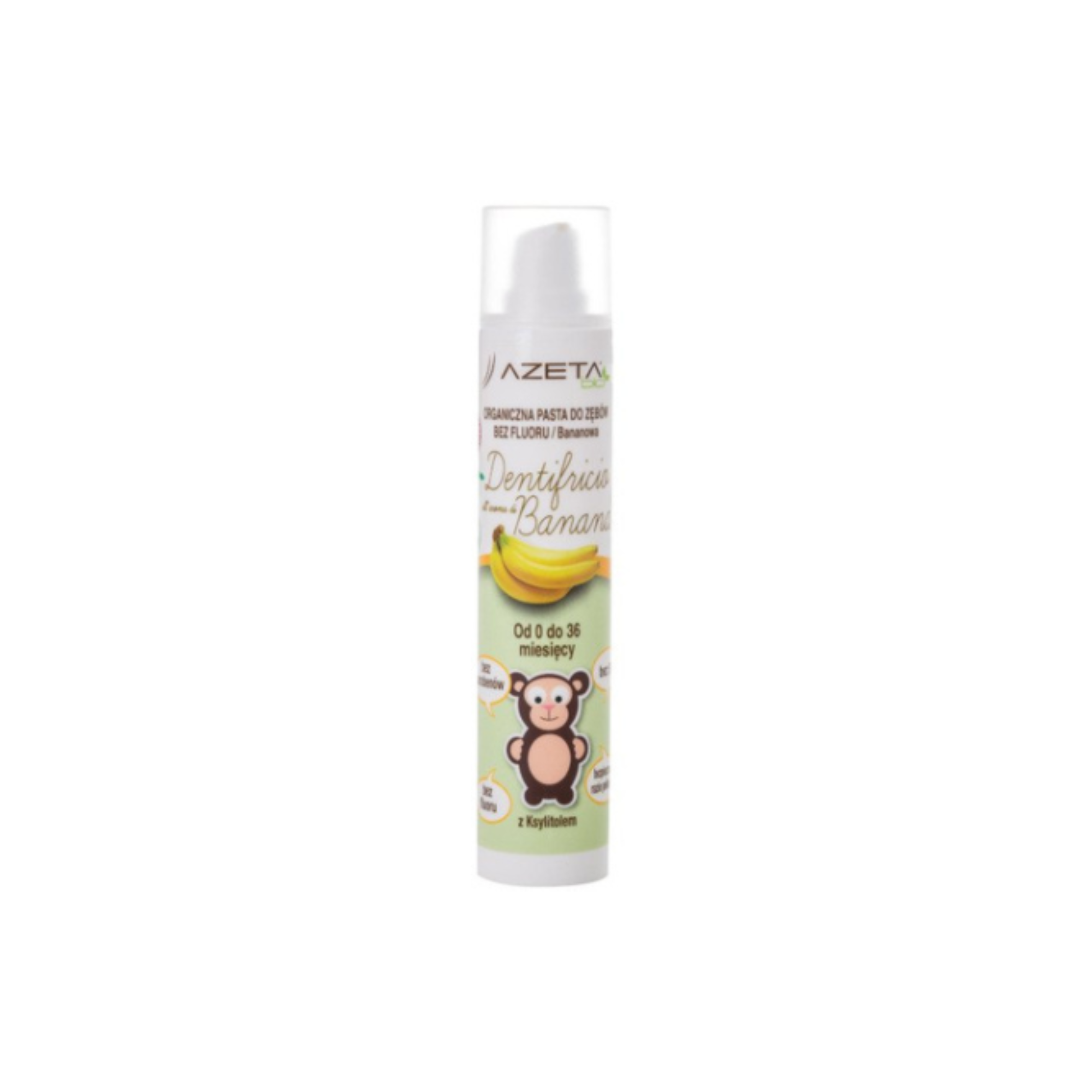 AZETA BIO Organiczna pasta do zębów bez fluoru dla dzieci 0-36M bananowa - 50 ml zdjęcie