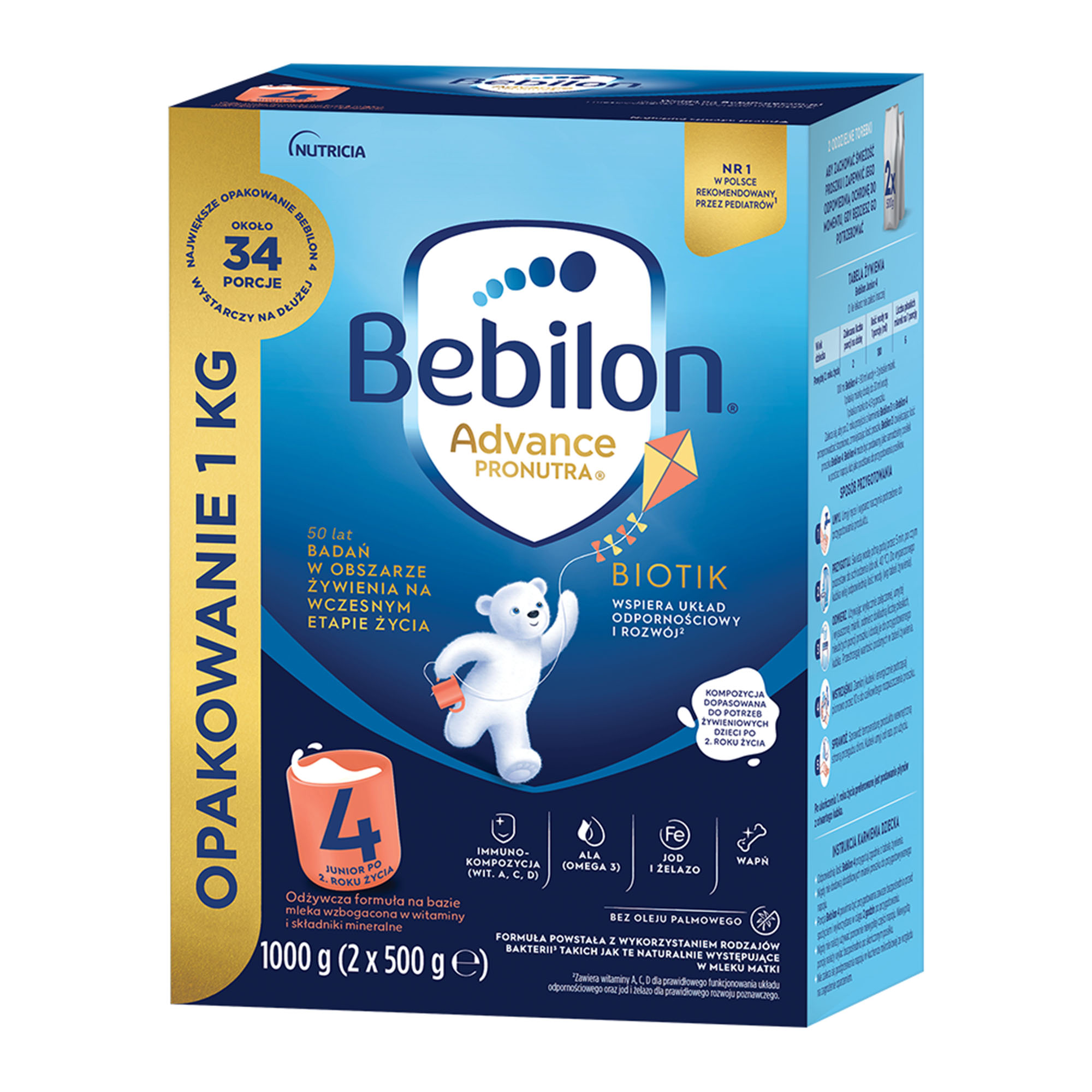 Bebilon 4 Advance Pronutra Biotik Junior, formuła na bazie mleka po 2. roku życia, 1000 g zdjęcie