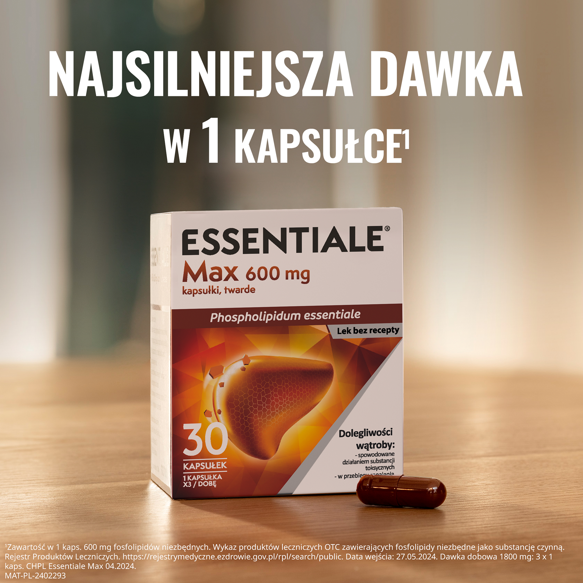 Essentiale Max 600 mg, kapsułki, 30 sztuk