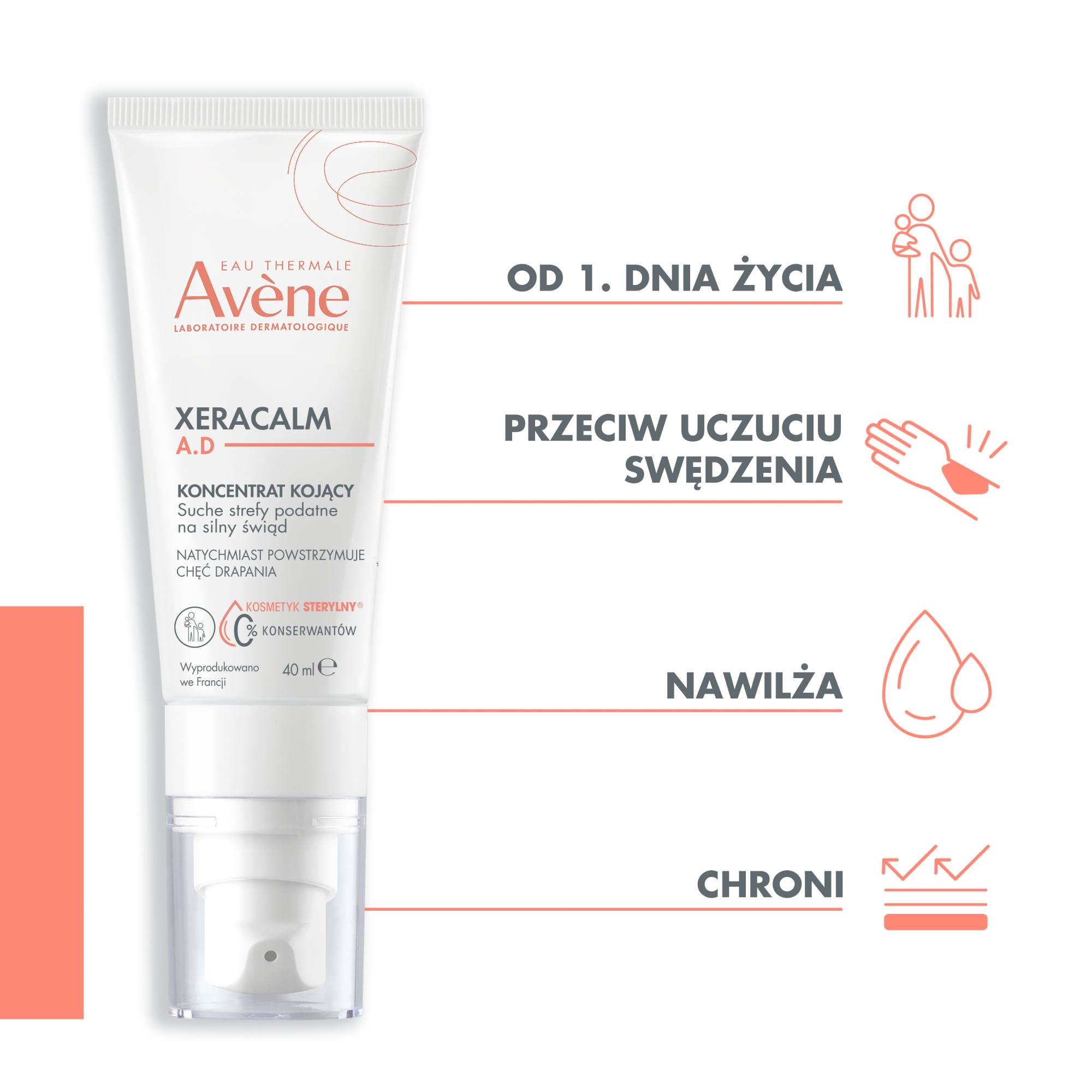 Avene, Xeracalm A.D, Koncentrat kojący, 40 ml
