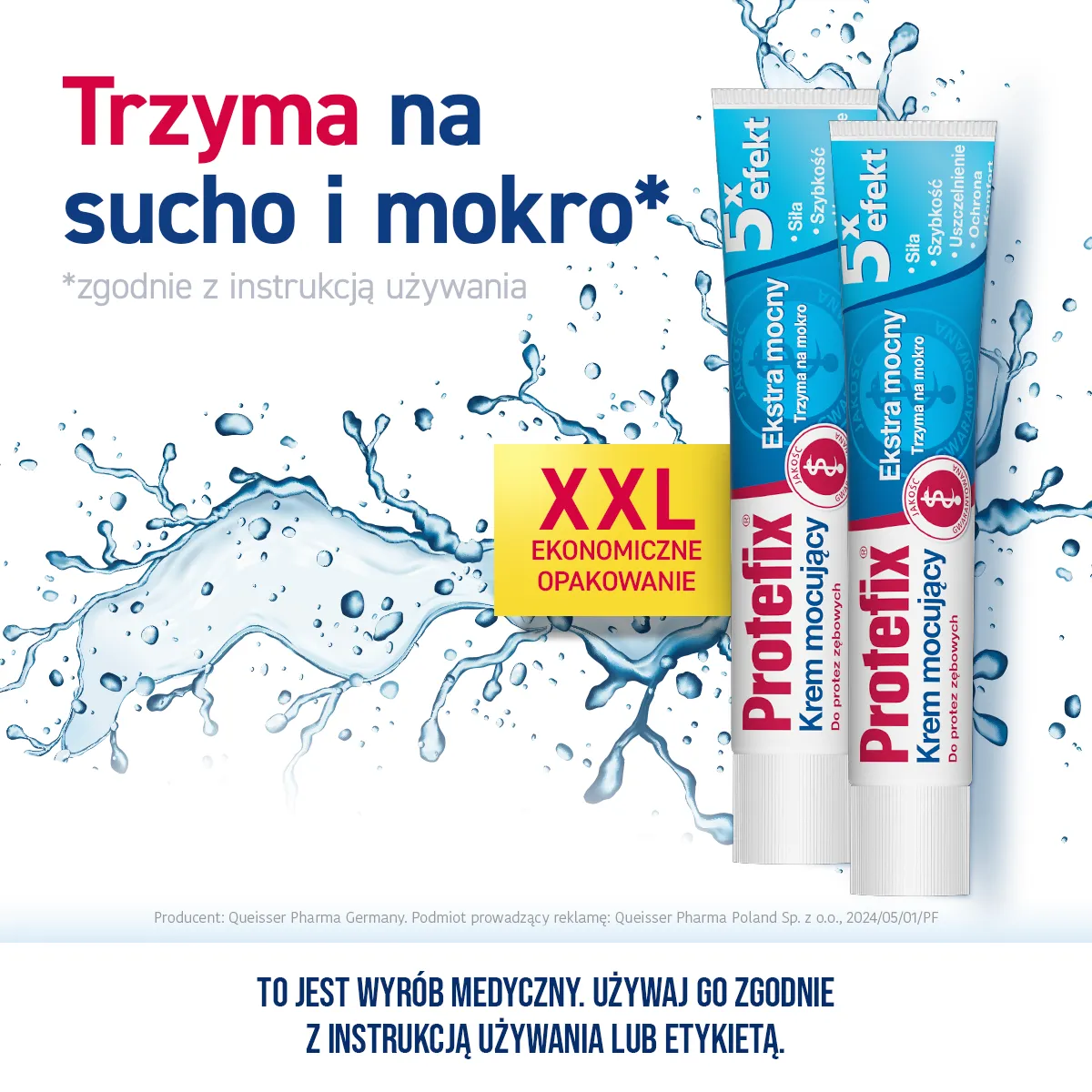 Protefix Extra mocny krem mocujacy do protez 5x efekt 2x 47 g [DWUPAK]