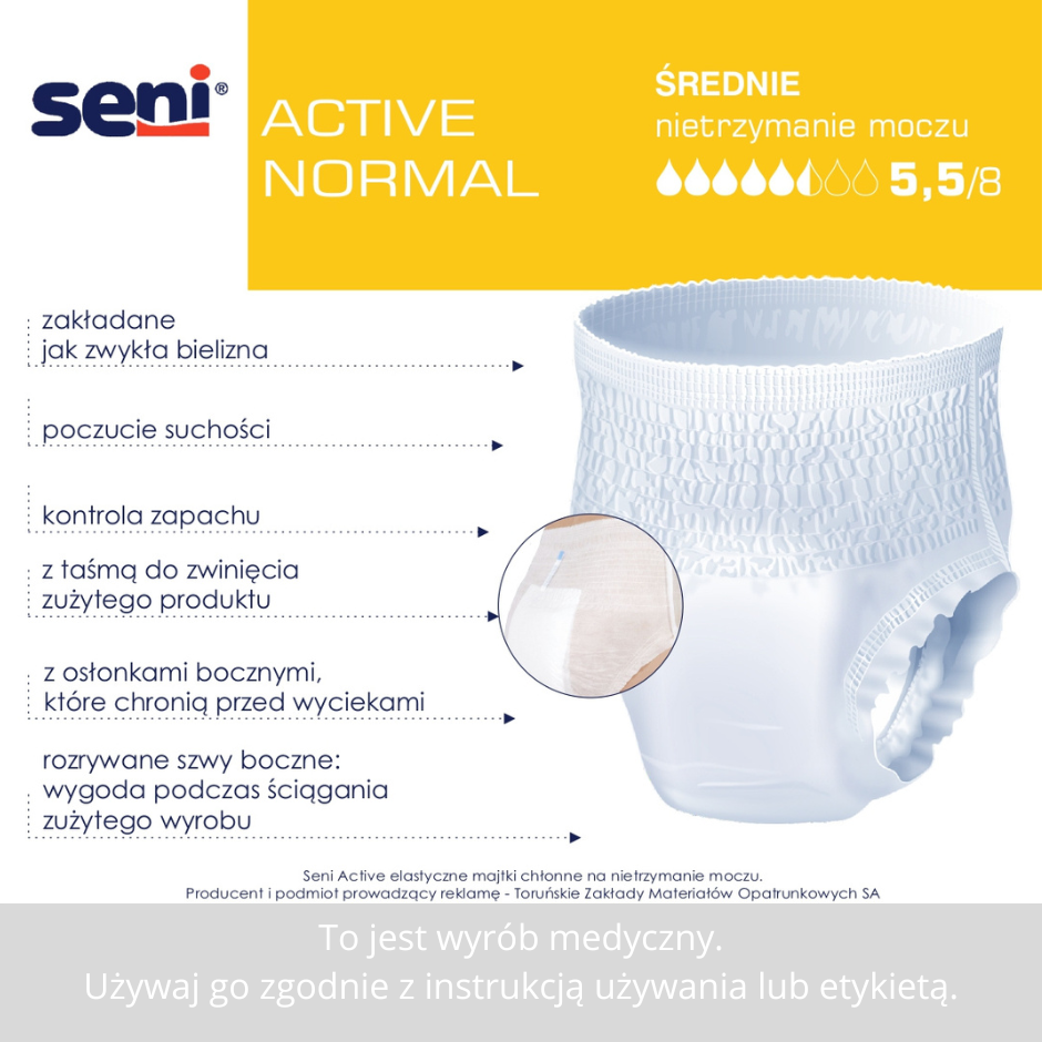 Seni Active Normal elastyczne majtki chłonne rozmiar M 30 sztuk