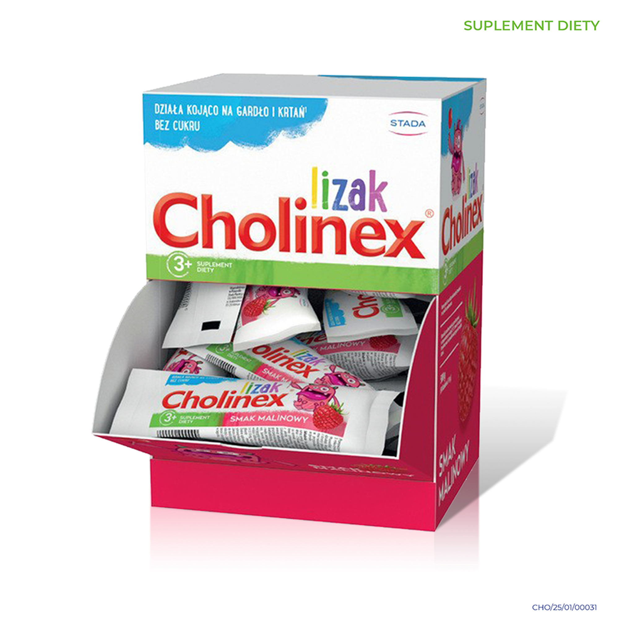 Cholinex lizak o smaku malinowym 1 sztuka