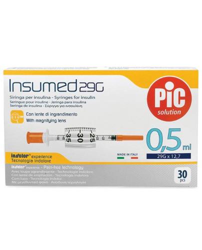 Pic Solution Insumed 0,5 ml 29G x 12,7 mm Jednorazowe strzykawki do insuliny + szkło powiększające - 30 szt. zdjęcie