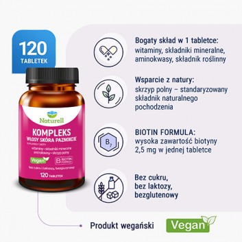 Naturell Kompleks Włosy Skóra Paznokcie 120 tabletek