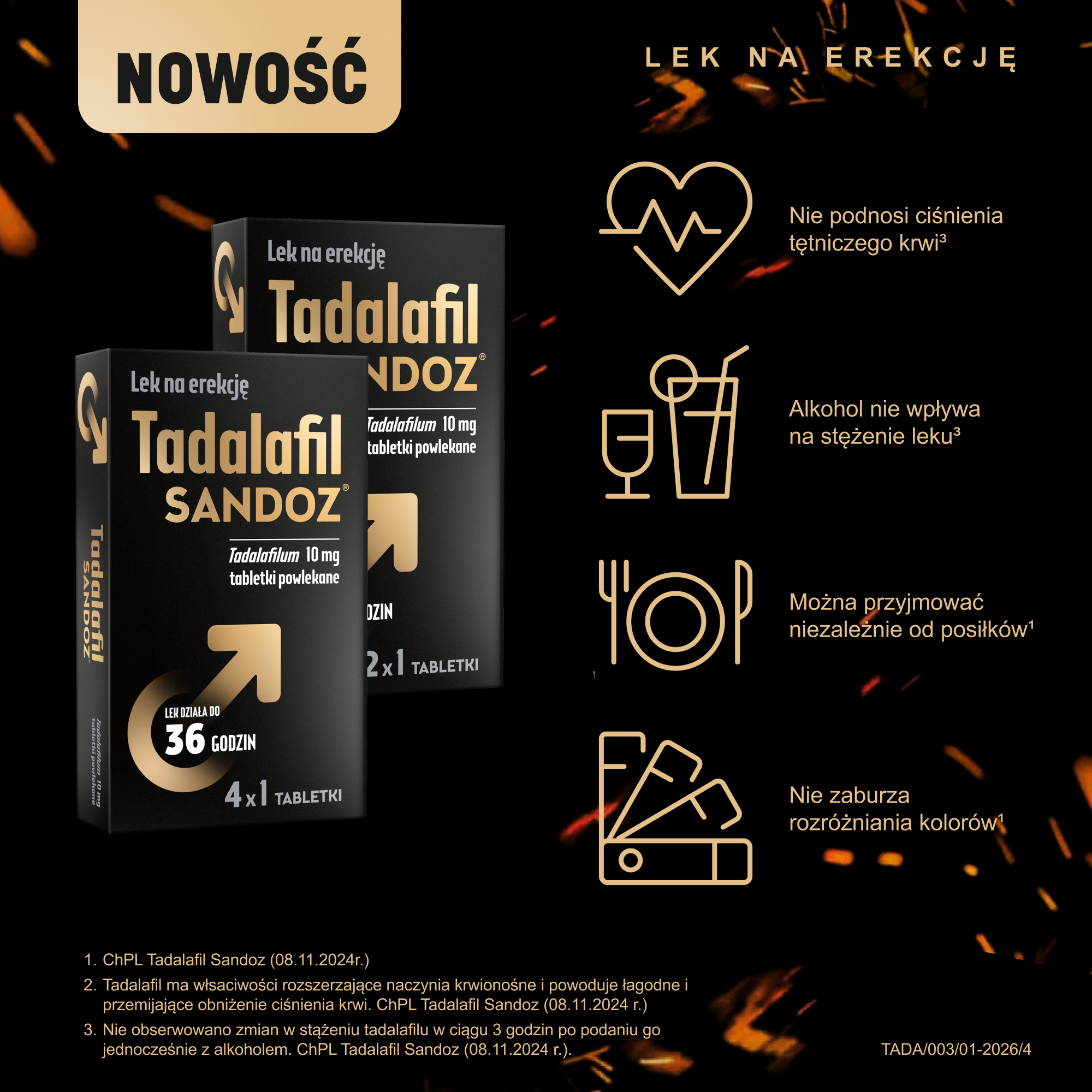 Tadalafil Sandoz, 10 mg, tabletki, 2 sztuki