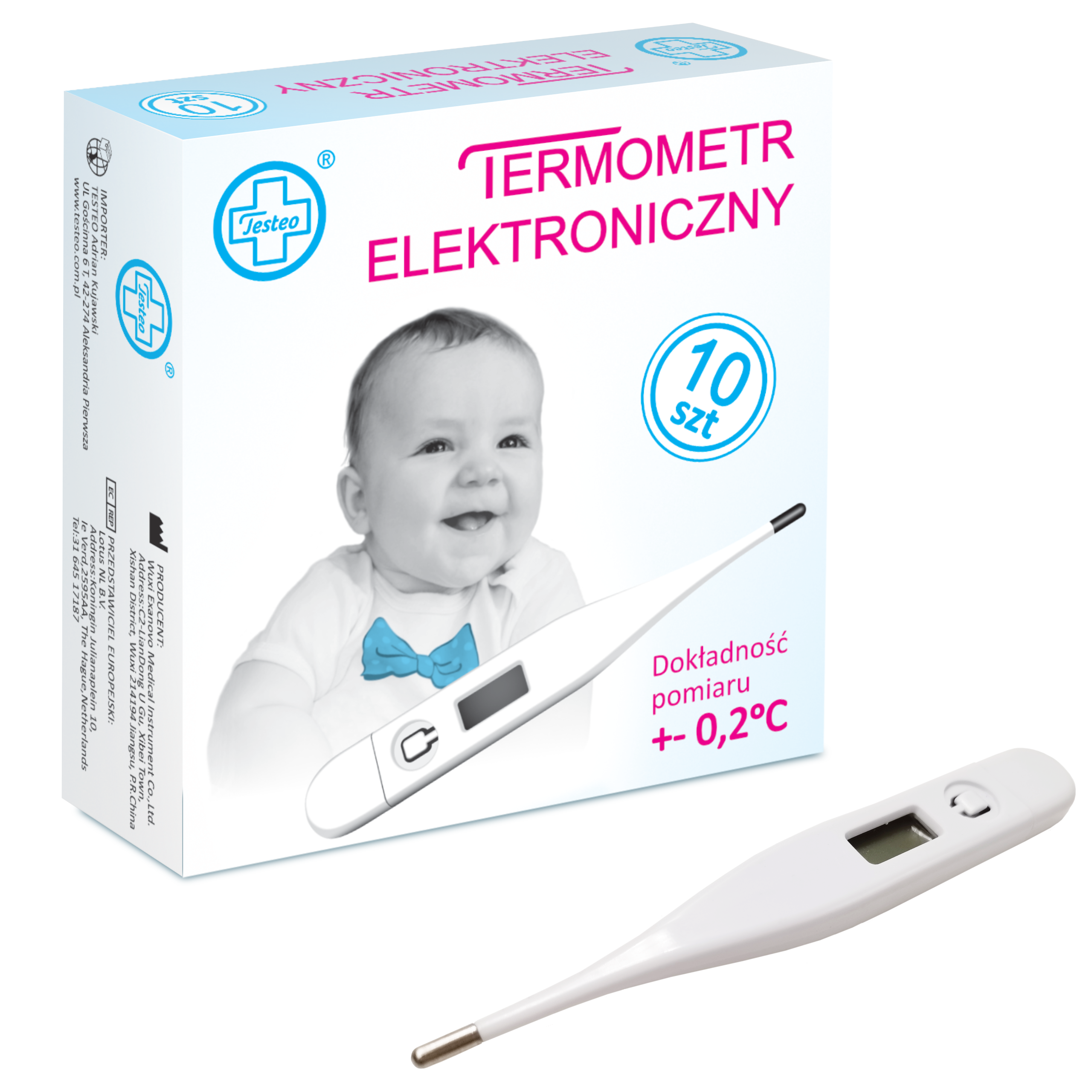 Testeo, Termometr elektroniczny medyczny, 1 sztuka zdjęcie