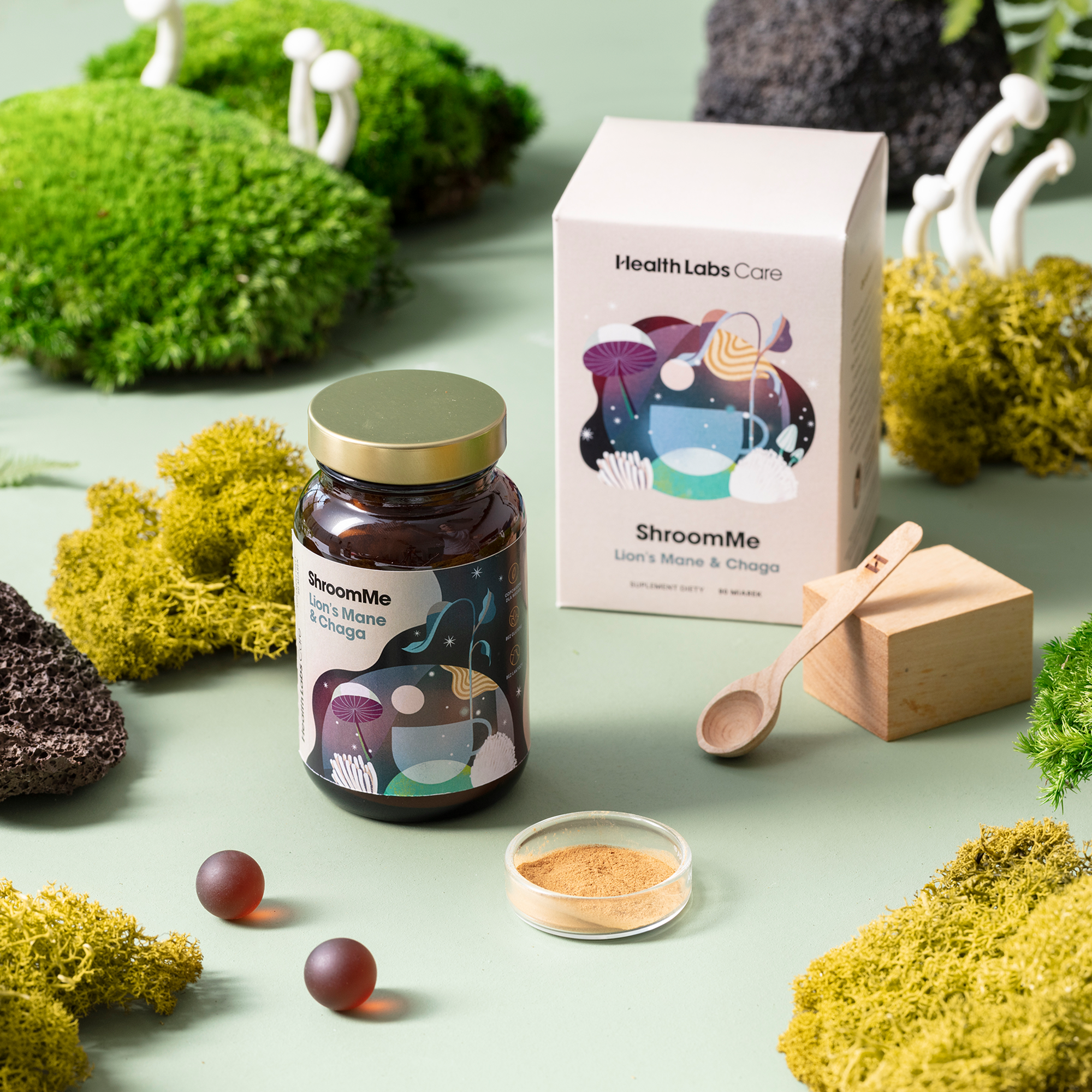 Health Labs Care, ShroomMe Lions Mane&Chaga, proszek, 90 miarek