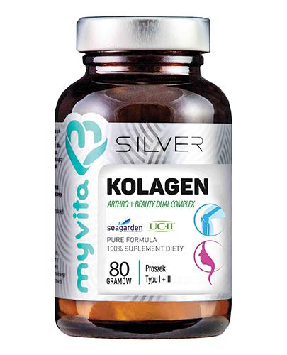 MyVita Silver Kolagen proszek typ I & II Dual Complex, 80 g, cena, opinie, stosowanie zdjęcie