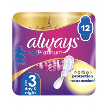 Always Platinum Night 3 Podpaski ze skrzydełkami, 12 sztuk