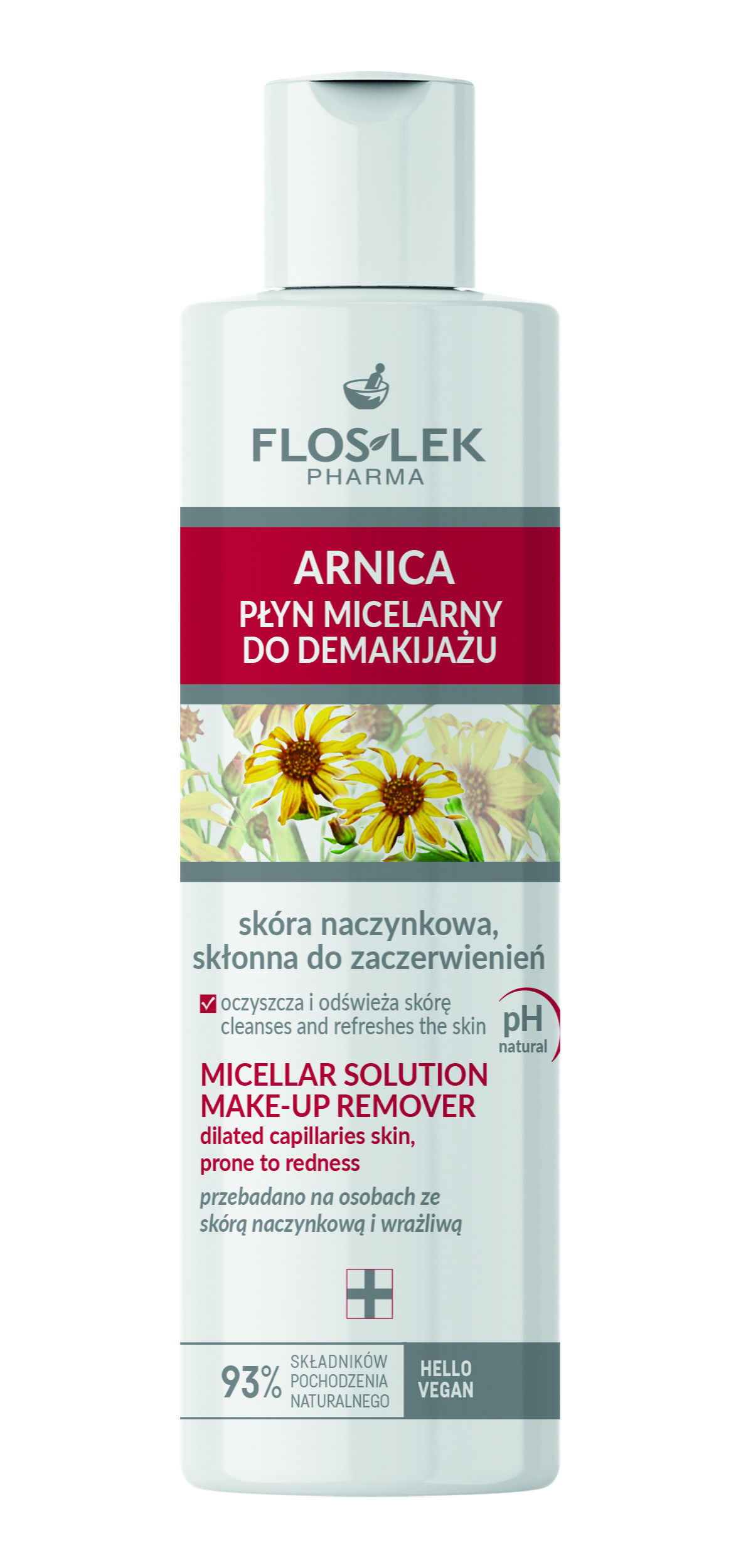 Floslek Arnica, płyn micelarny do demakijażu skóra naczynkowa, skłonna do zaczerwienień, 225 ml zdjęcie