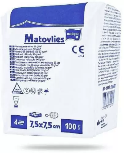 Matovlies kompresy z włókniny 40g 7,5x7,5 cm 100 sztuk zdjęcie