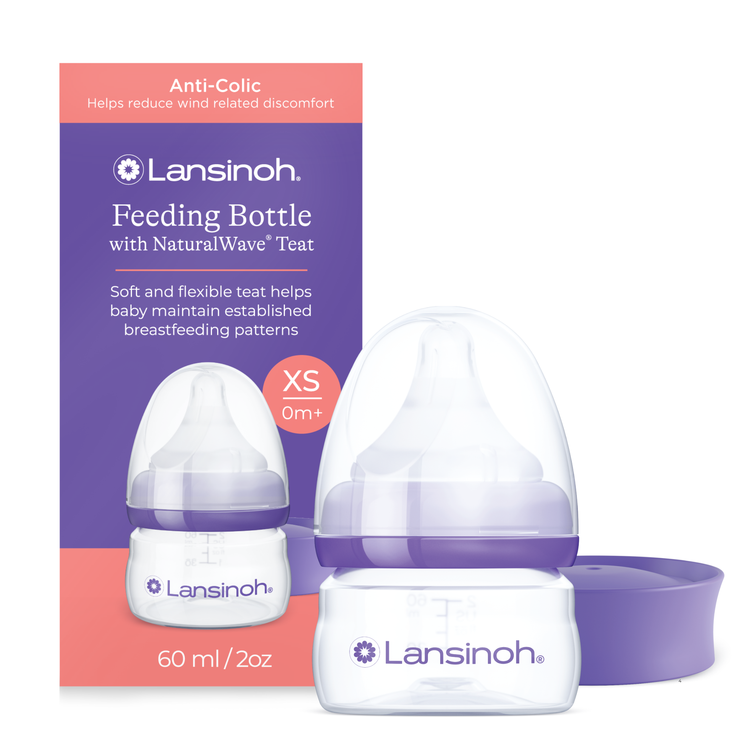 Lansinoh Butelka do karmienia NaturalWave, bardzo wolny przepływ, 60 ml, 1 szt. zdjęcie