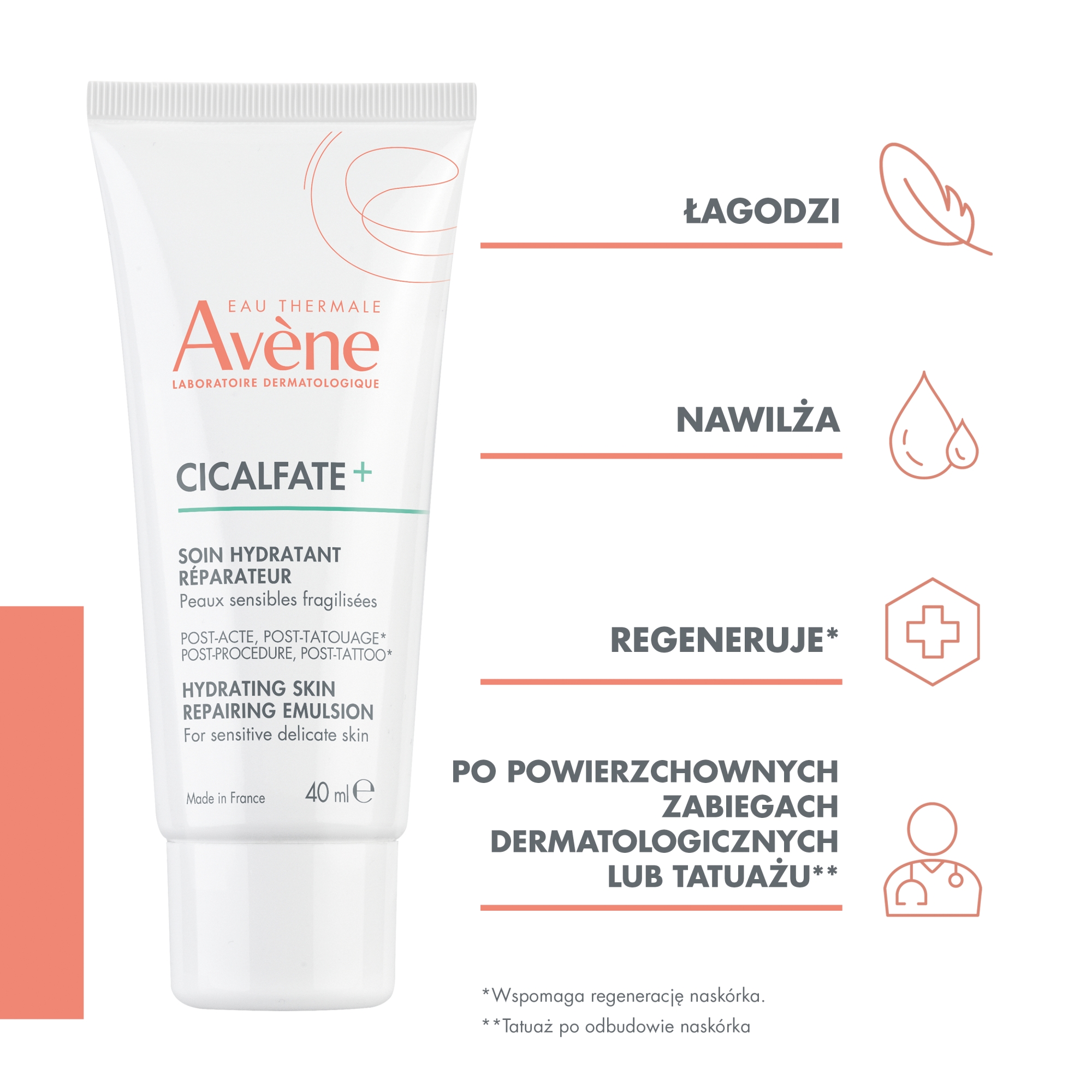 Avene Cicalfate+ Nawilżająca emulsja regenerująca 40 ml