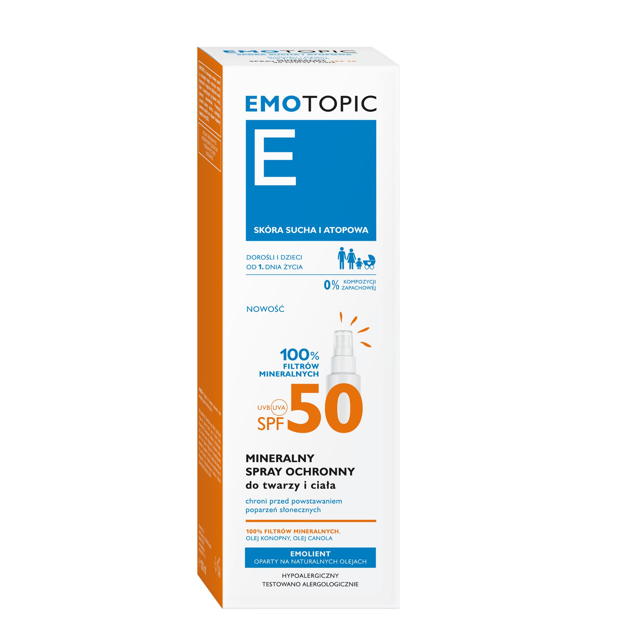 Emotopic Mineralny spray ochronny Spf 50, 100 ml