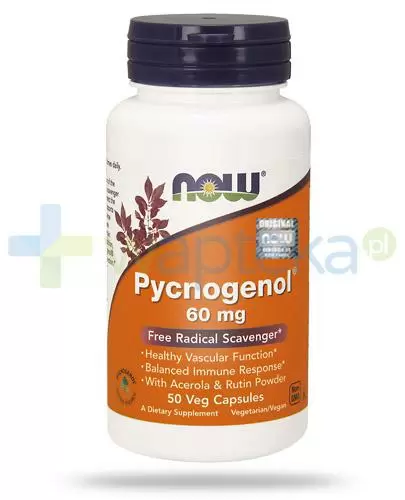 NOW Foods Pycnogenol® wyciąg z kory sosny śródziemnomorskiej 60mg 50 kapsułek zdjęcie