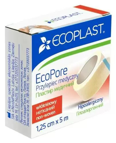 EcoPlast EcoPore przylepiec medyczny włókninowy 1,25cm x 5m zdjęcie