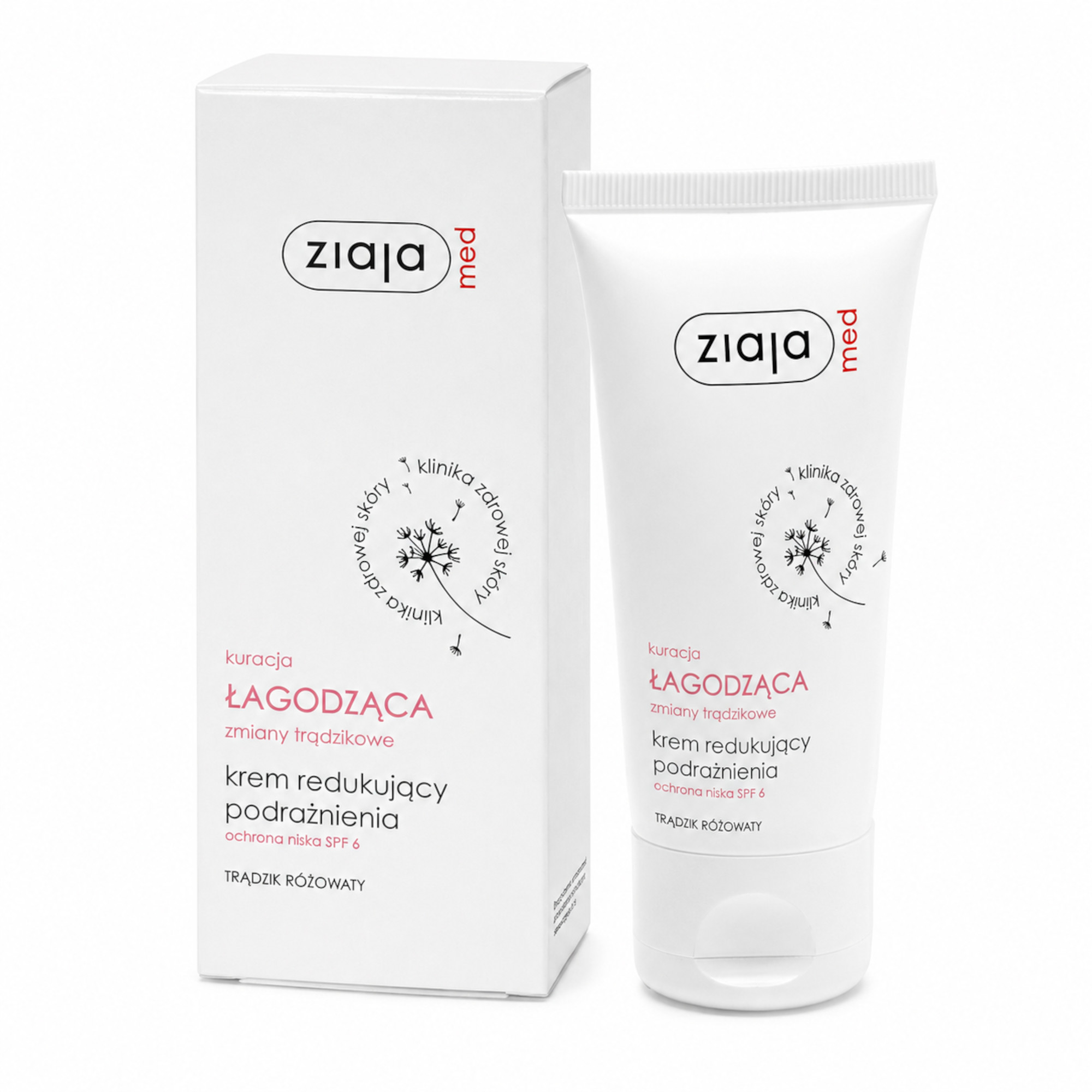 Ziaja Med Kuracja Łagodząca zmiany trądzikowe Krem redukujący podrażnienia, trądzik różowaty, SPF6 50 ml