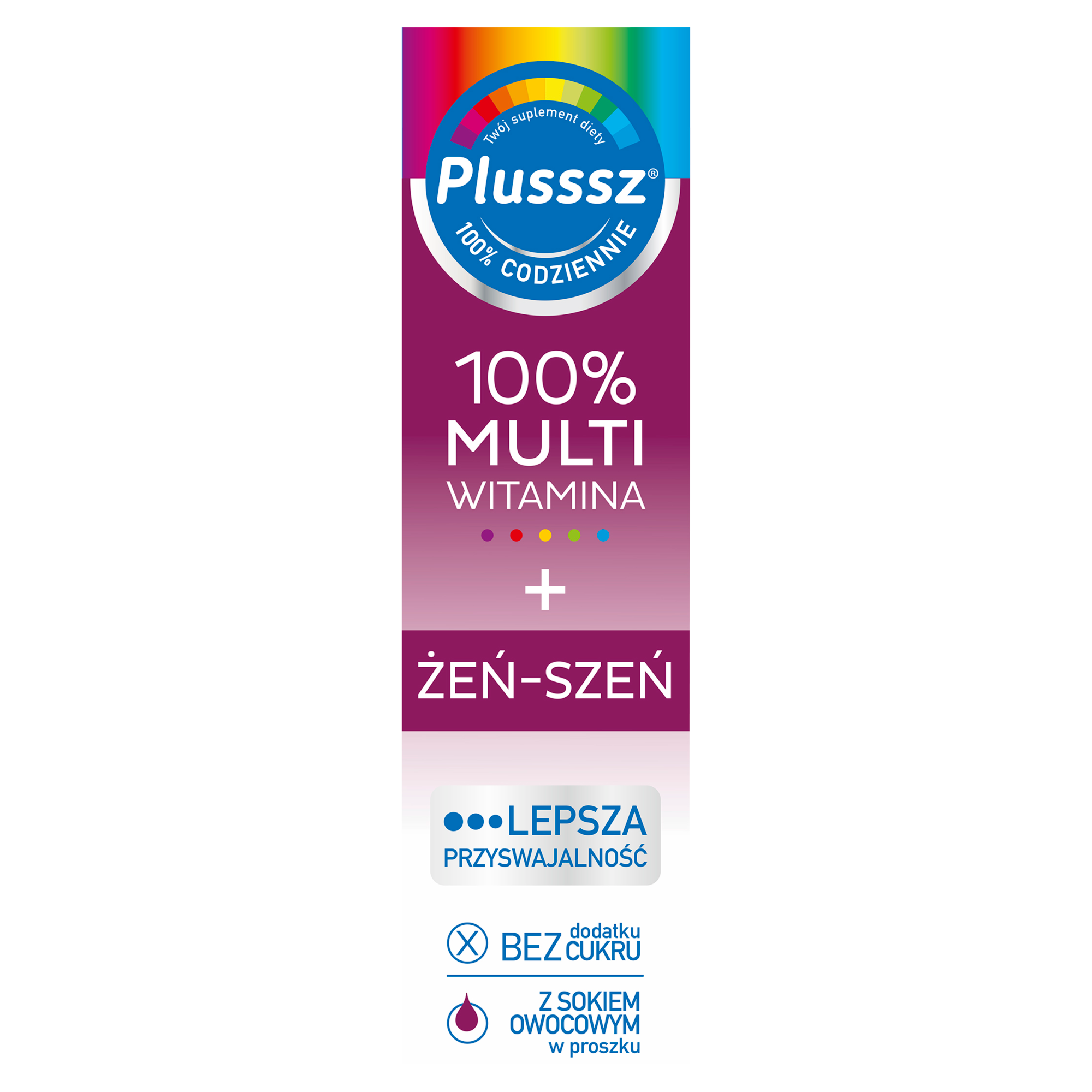 Plusssz 100% Multiwitamina + Żeń-szeń - 20 tabl. mus. - cena, opinie, właściwości 
