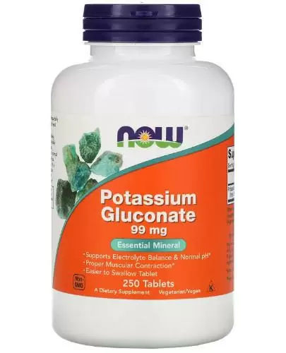 NOW Foods Potassium Gluconate 99 mg (glukonian potasu) 250 tabletek zdjęcie