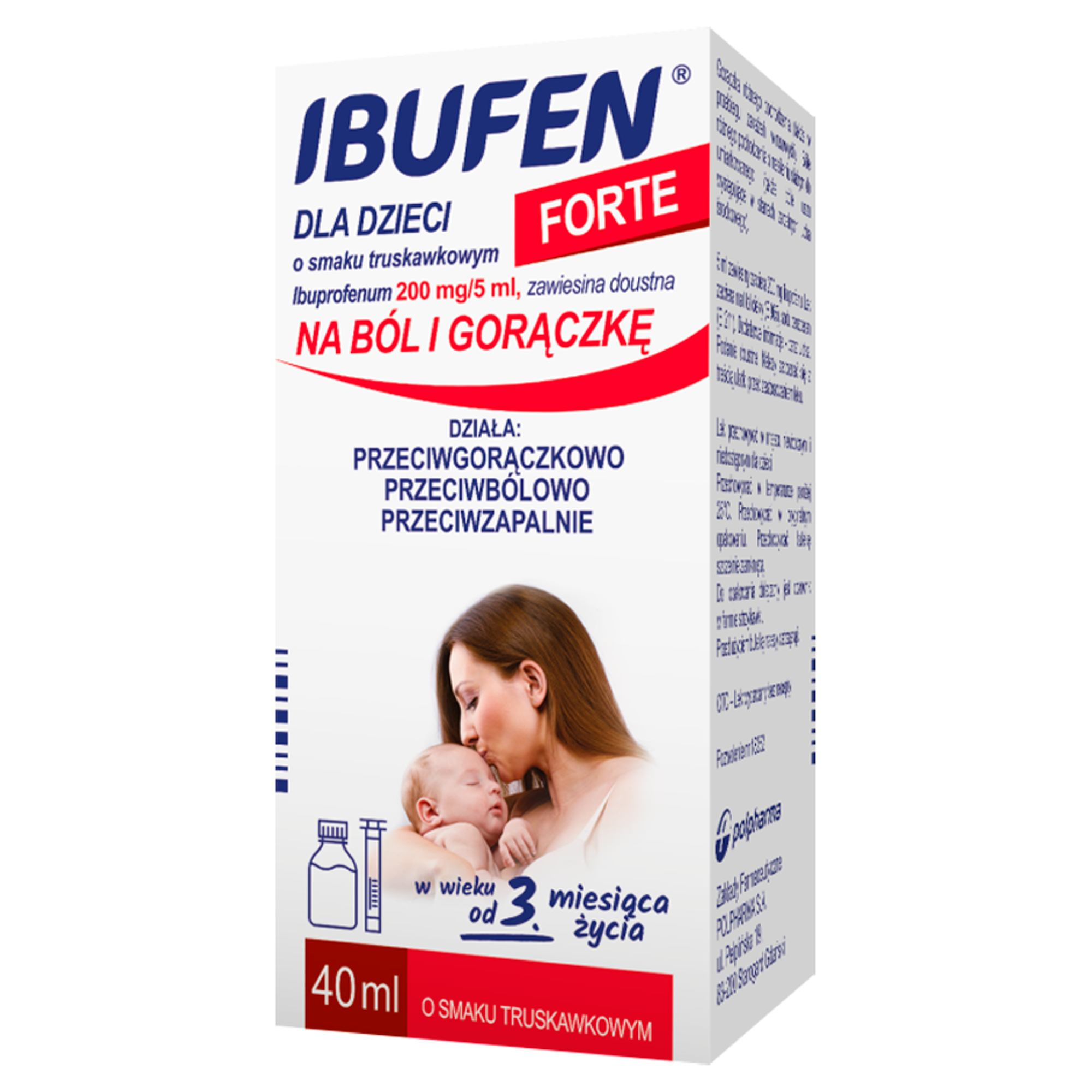 Ibufen dla dzieci Forte 200mg/5ml zawiesina o smaku truskawkowym dla dzieci 3m+ 40 ml zdjęcie