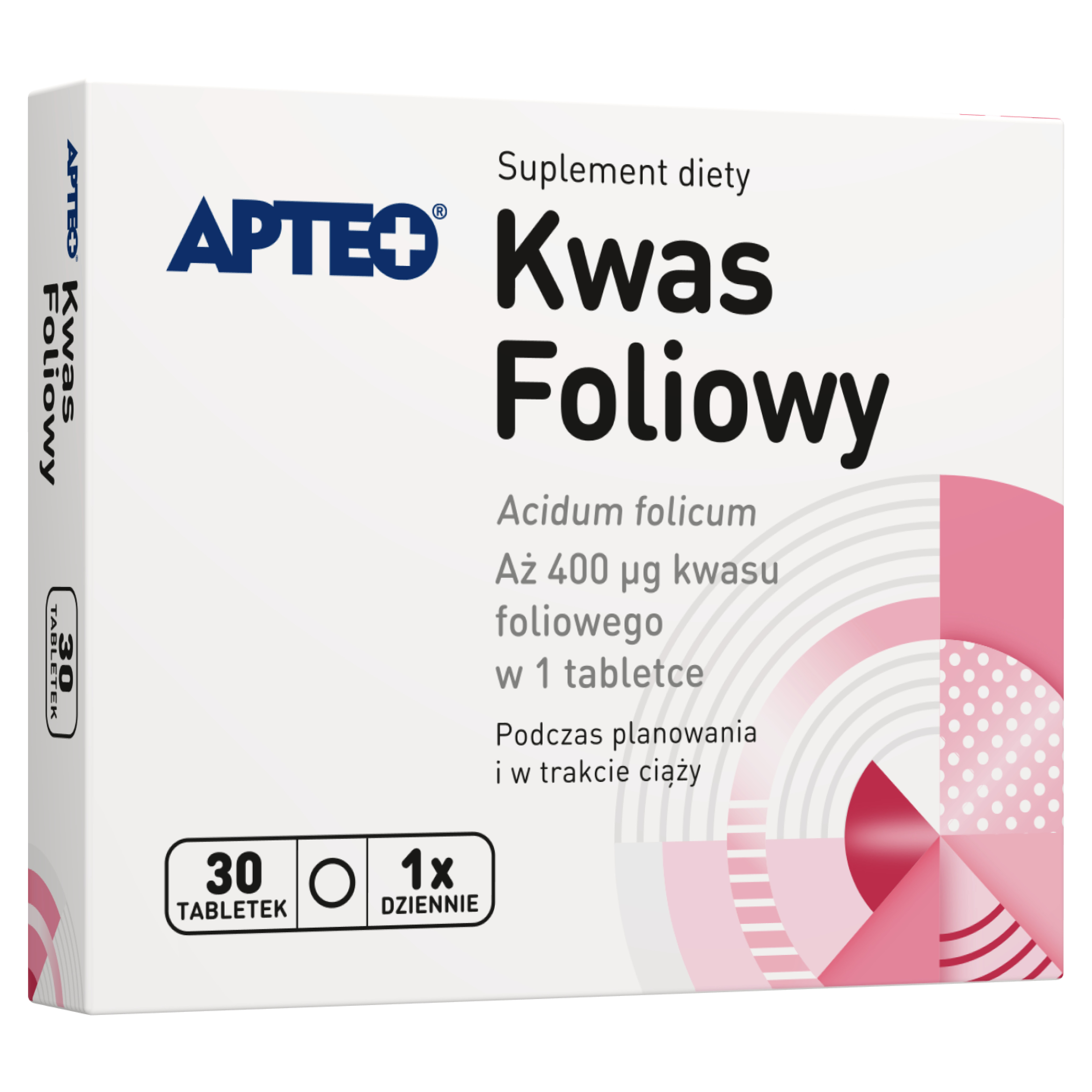 Apteo Kwas foliowy 0,4 mg 30 sztuk zdjęcie