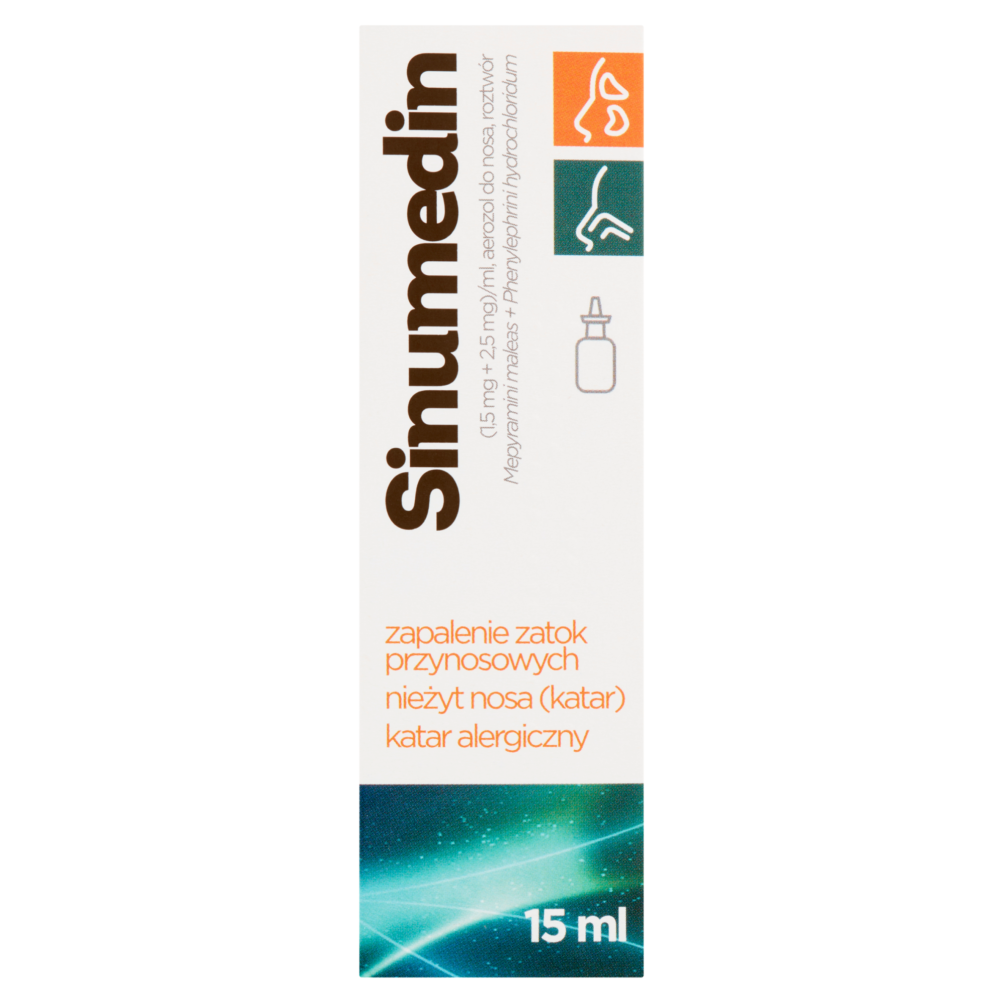 Sinumedin (1,5 mg + 2,5 mg)/ml, aerozol do nosa, 15 ml zdjęcie
