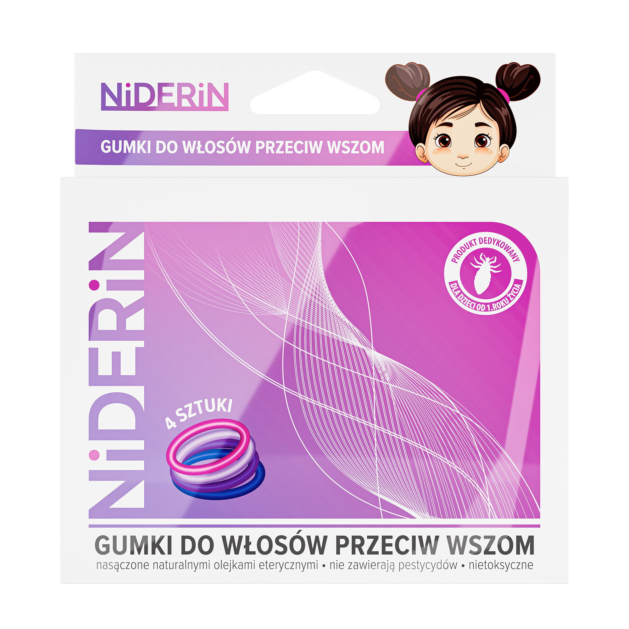 Niderin Gumki do włosów przeciw wszom, 4 sztuki zdjęcie