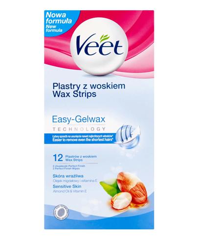 Veet Plastry do depilacji z woskiem dla skóry wrażliwej, 12 sztuk zdjęcie