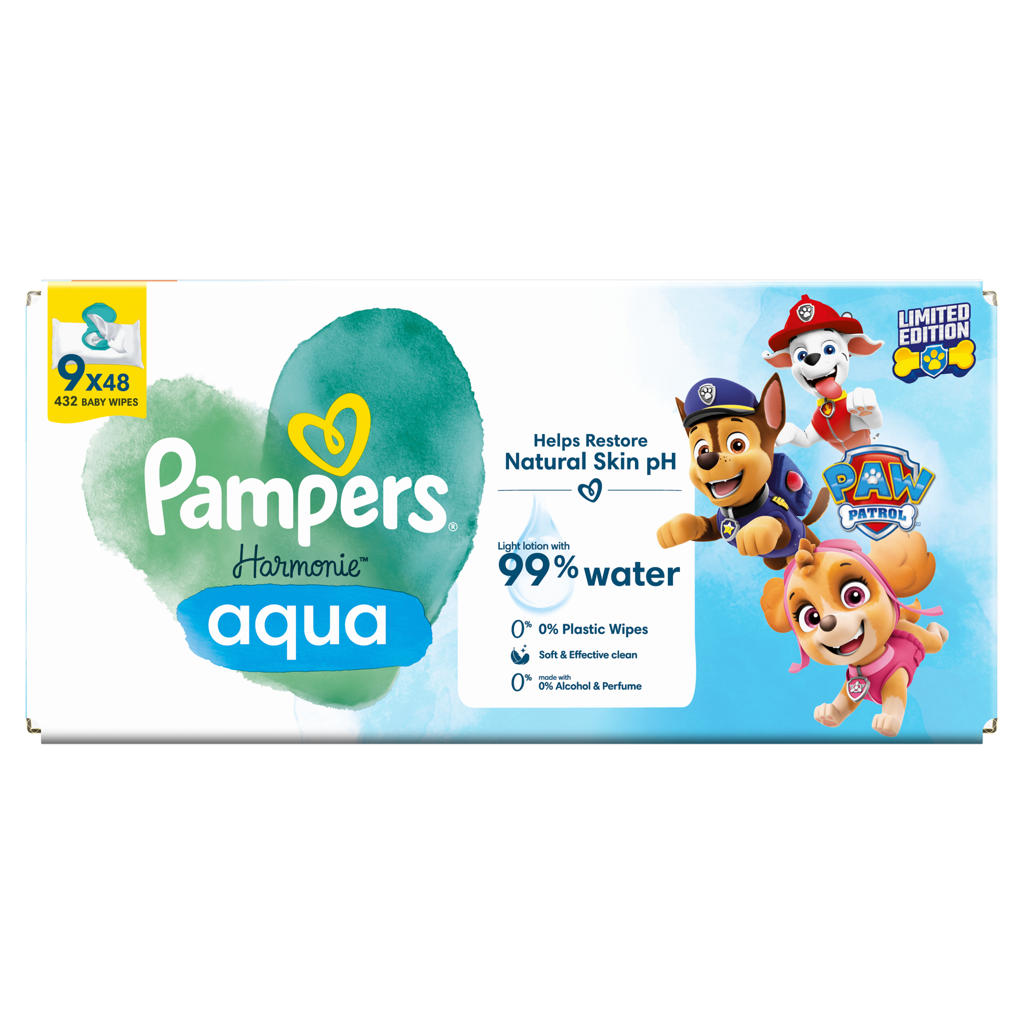 Pampers Harmonie Aqua Chusteczki nawilżane dla dzieci, 9 opakowań zdjęcie