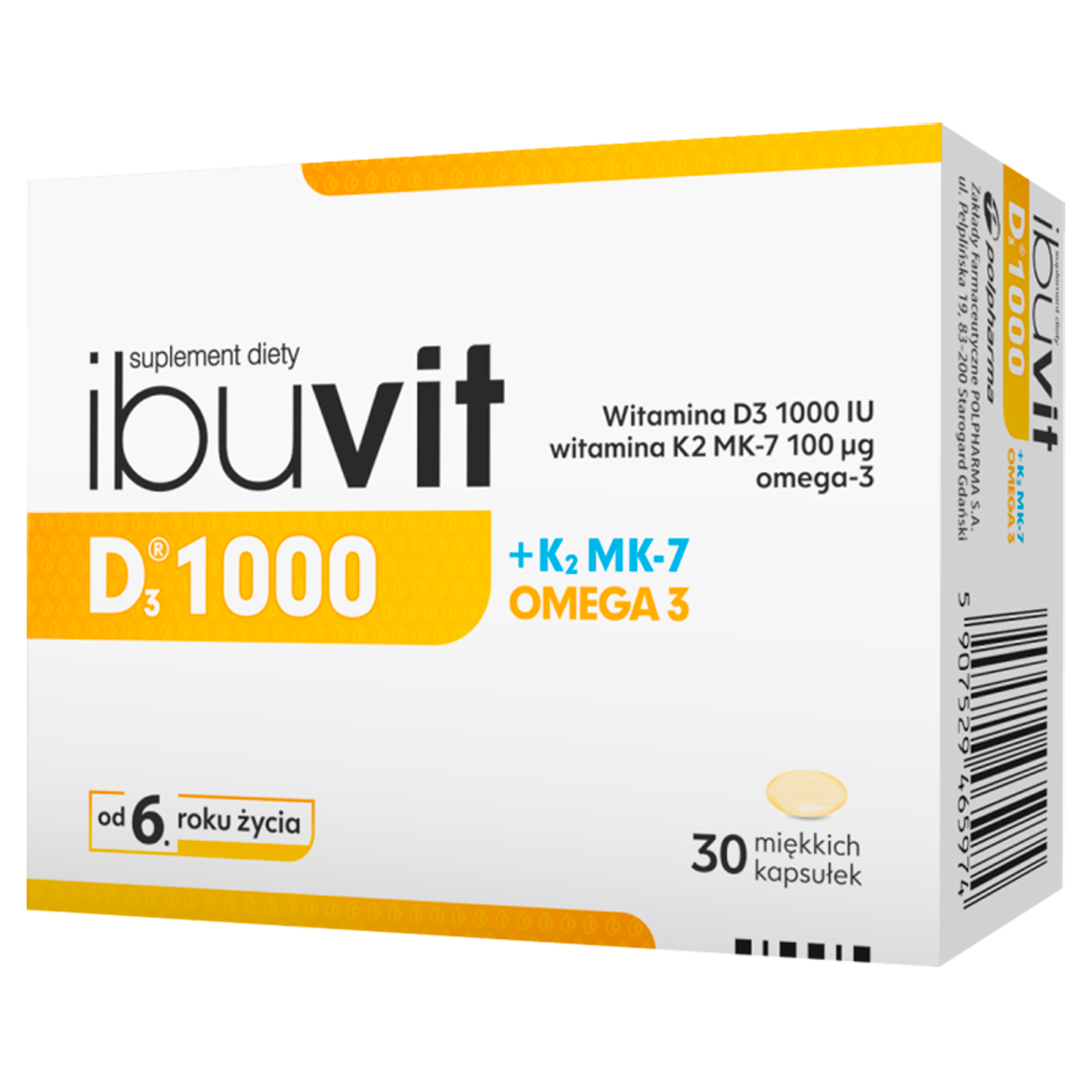 IbuVit D3 + K2 MK-7 1000 Omega-3 witamina D3 dla dzieci 6+, młodzieży i dorosłych 30 kapsułek zdjęcie