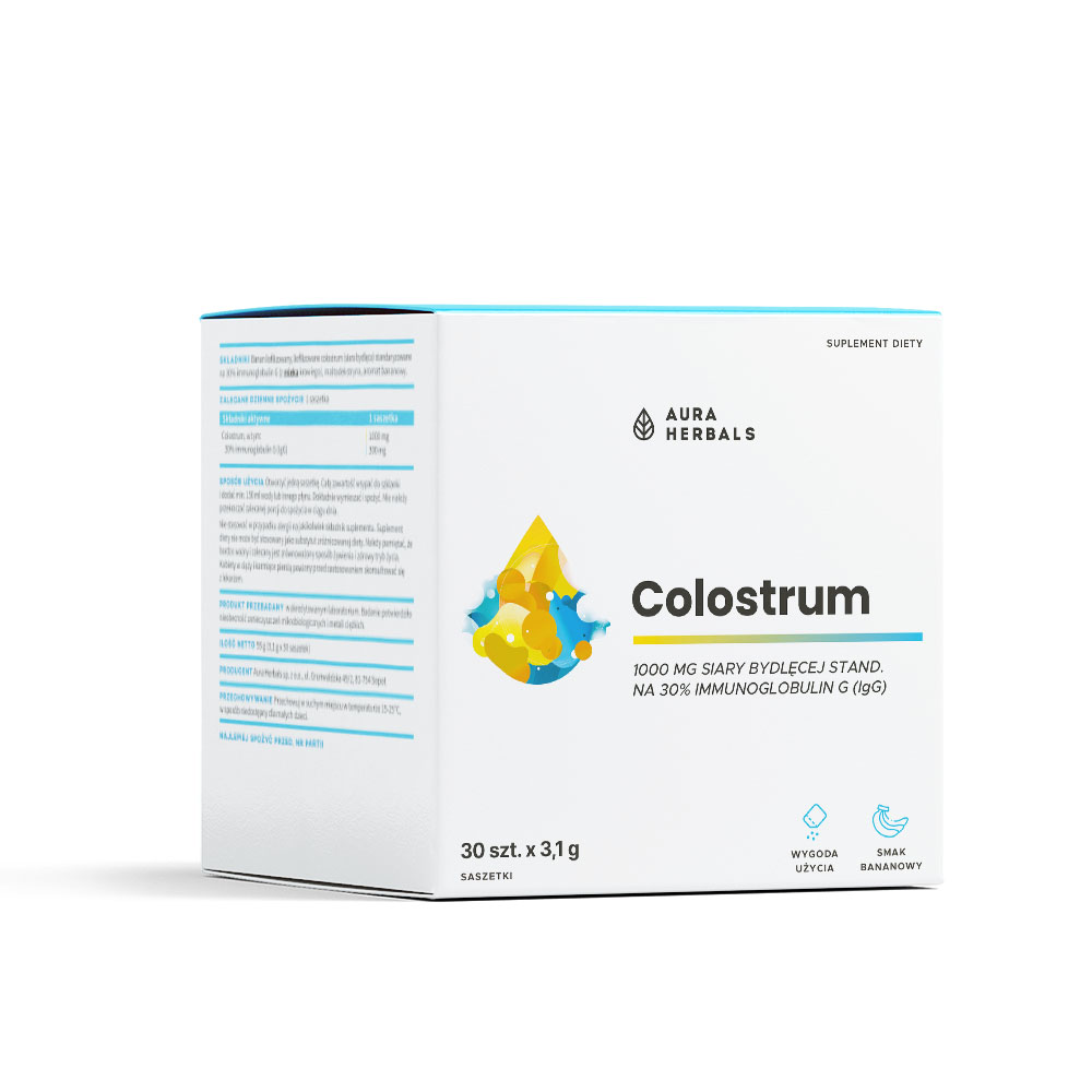 Colostrum, 1000 mg, bananowe, saszetki, 30 sztuk zdjęcie