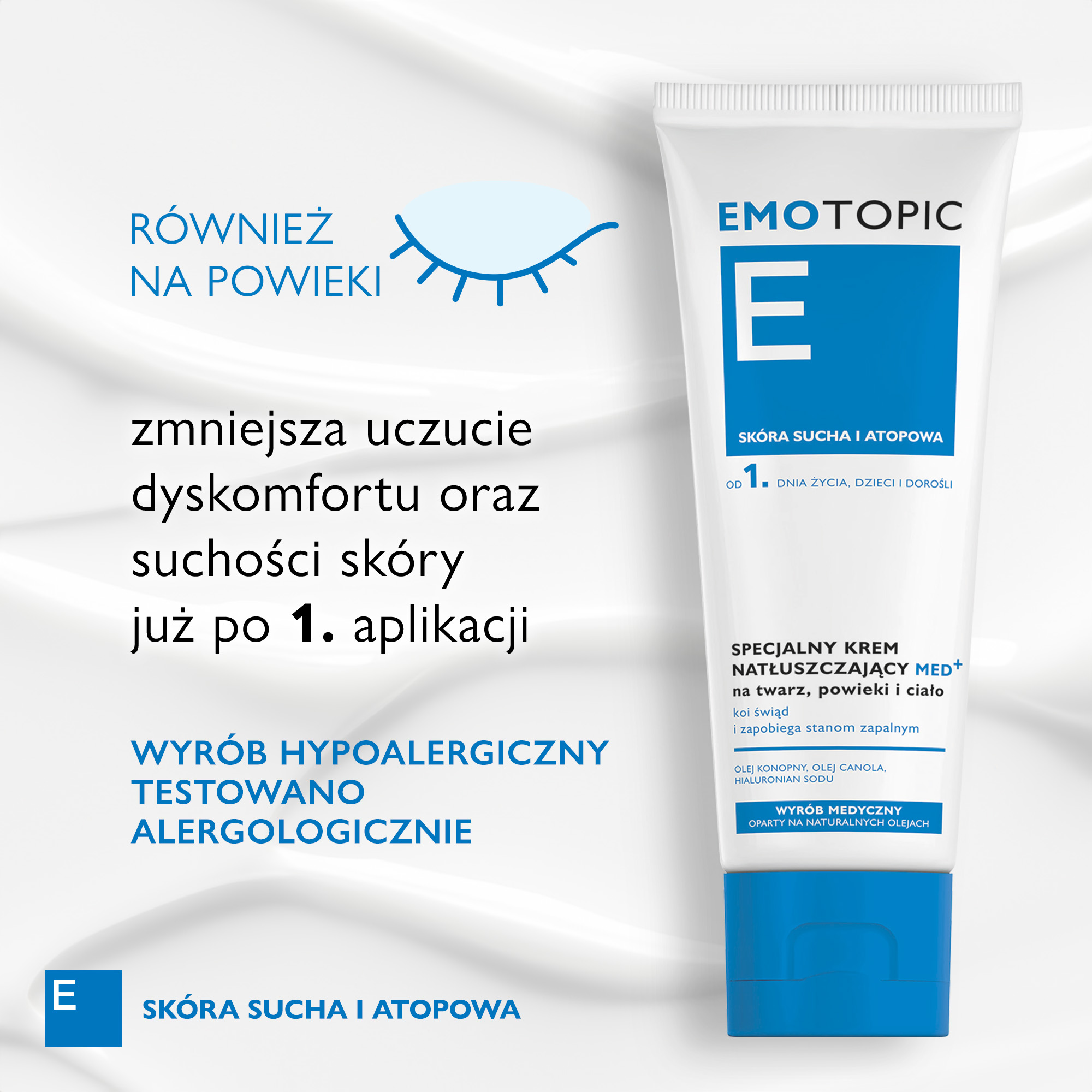 Emotopic specjalny krem natłuszczający MED+ na twarz, powieki i ciało do codziennego stosowania 75 ml