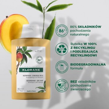 Klorane Odżywienie - Włosy suche szampon z mango - 200 ml - cena, opinie, stosowanie