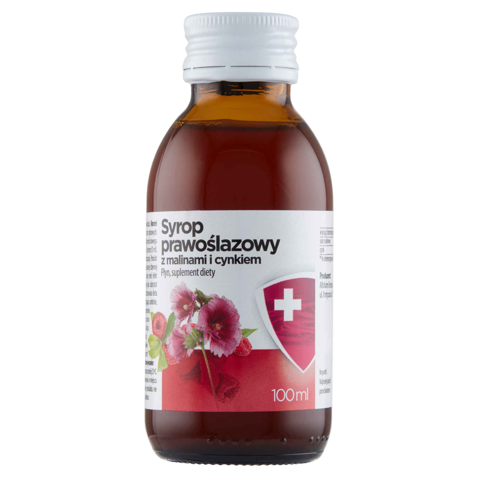 AFLOFARM Syrop prawoślazowy z malinami i cynkiem, 100 ml zdjęcie