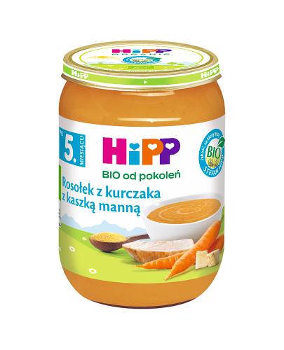 HiPP BIO od pokoleń, Rosołek z kurczaka z kaszką manną, po 5. m-cu, 190 g, cena, opinie, właściwości zdjęcie
