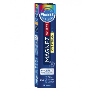 Plusssz Magnez Skurcz Cytrynian smak cytryna-pomarańcza 24 tabletek musujących