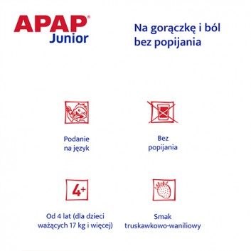 Apap Junior 250 mg o smaku truskawkowo-waniliowym 10 saszetek