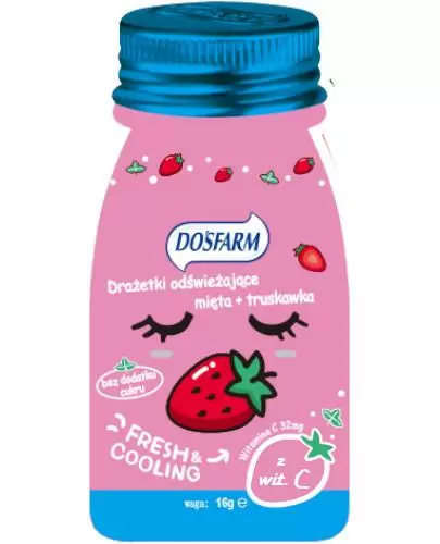 Dosfarm drażetki odświeżające o smaku mięty i truskawki 16 g zdjęcie