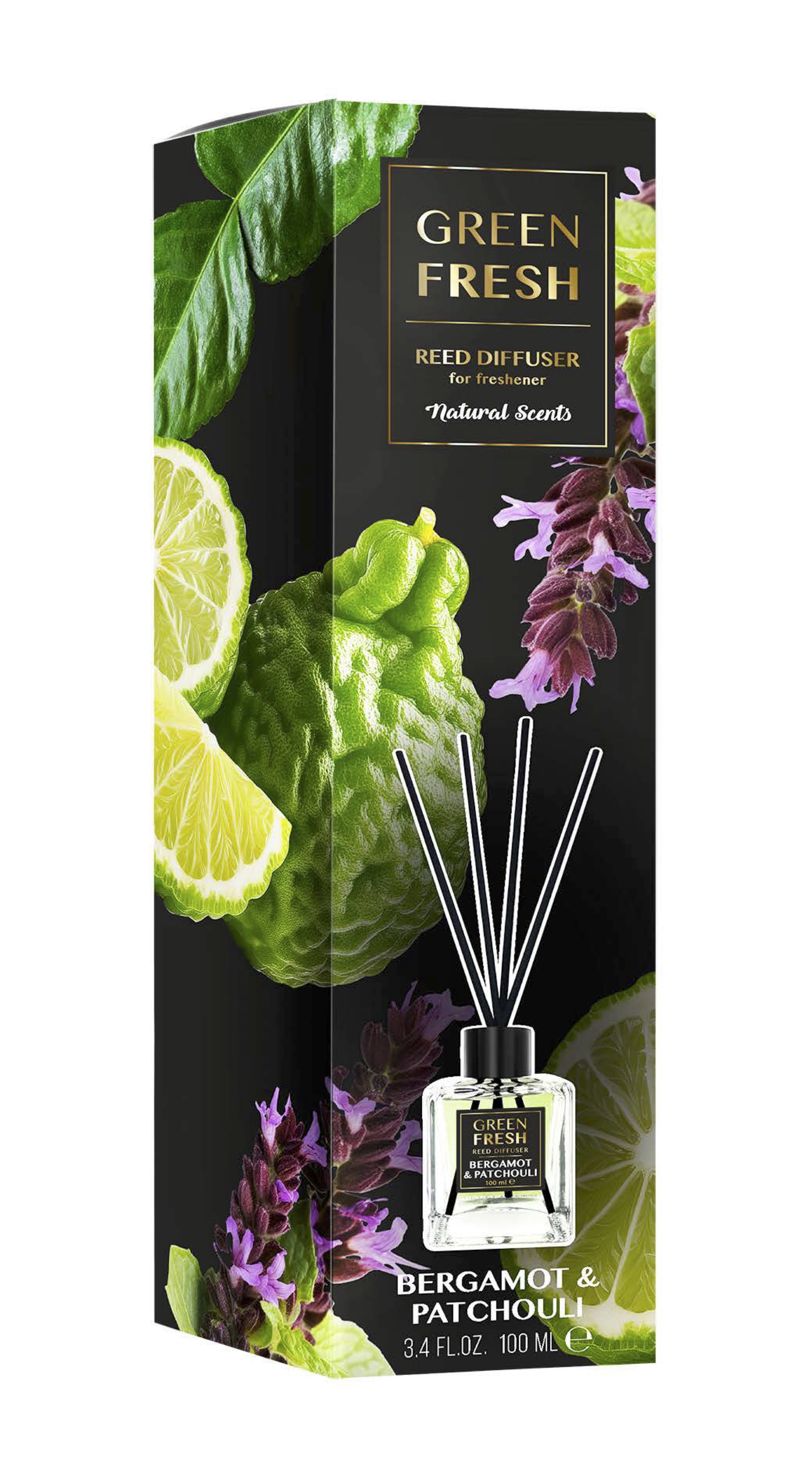 Green fresh, Patyczki zapachowe Gold series Bergamot&Patchuli, 100 ml zdjęcie