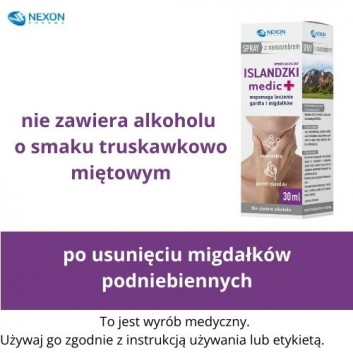 Islandzki Medic+ Spray do gardła z nanosrebrem, 30 ml