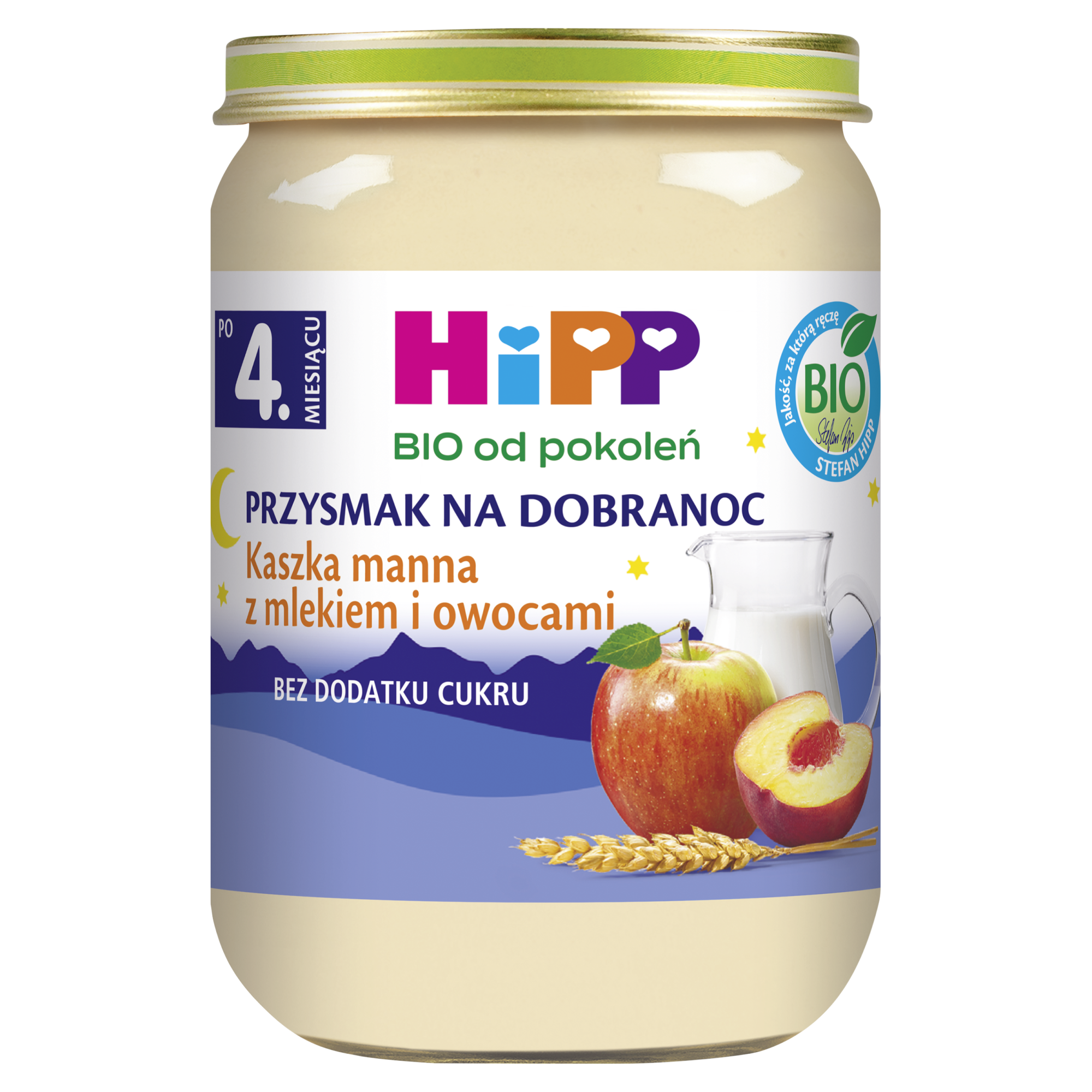 HiPP BIO od pokoleń, Kaszka manna z mlekiem i owocami, po 4. m-cu, 190 g, cena, opinie, wskazania zdjęcie