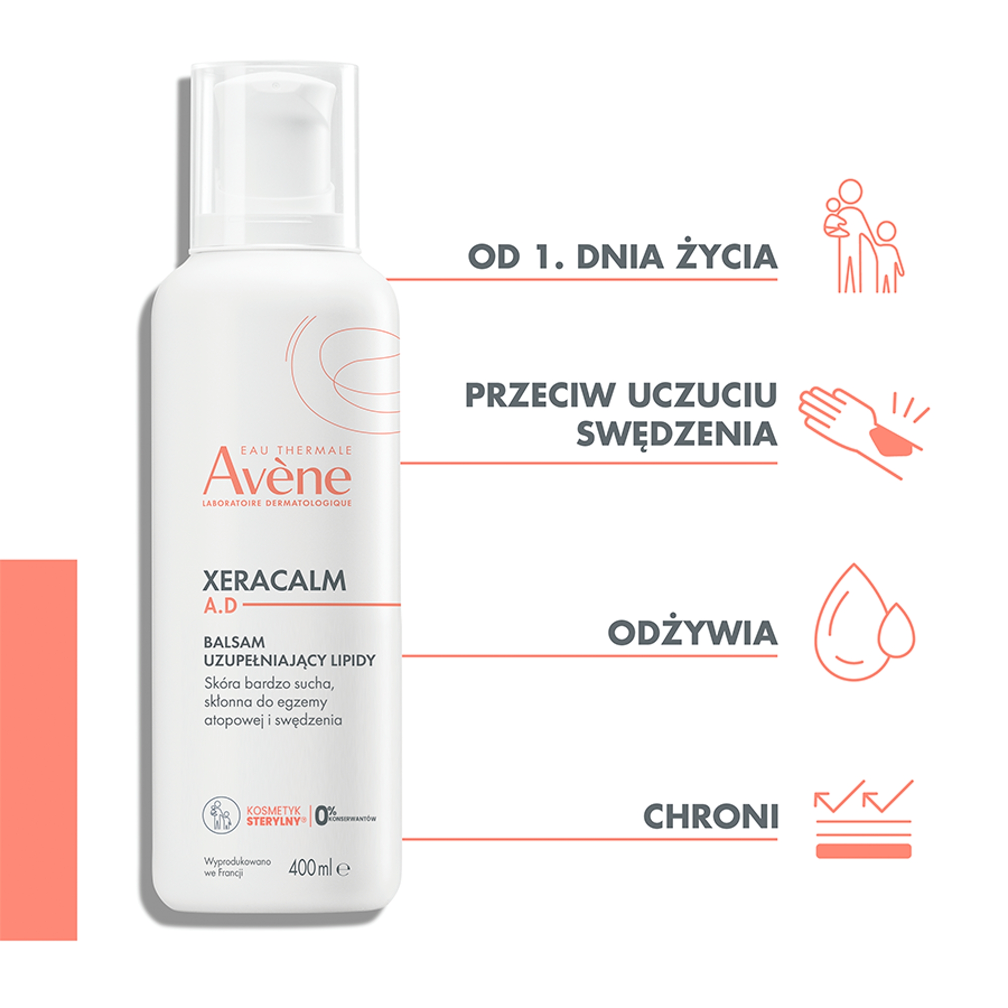 Avene XeraCalm A.D Balsam uzupełniający lipidy, 400 ml