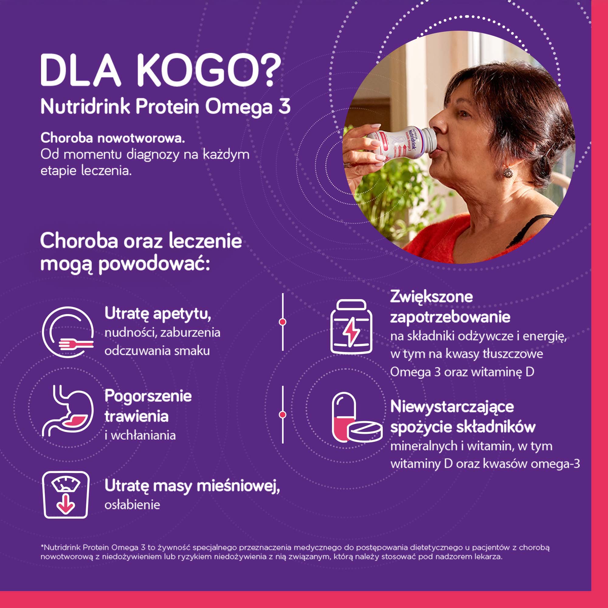 Nutridrink Protein Omega 3 smak truskawka-malina 4 x 125 ml
