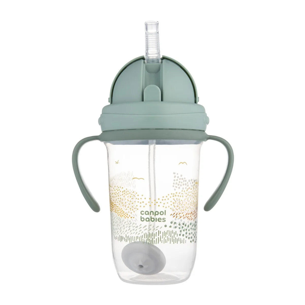 Canpol babies Kubek niekapek z rurką i odważnikiem Mountains zielony, 270 ml