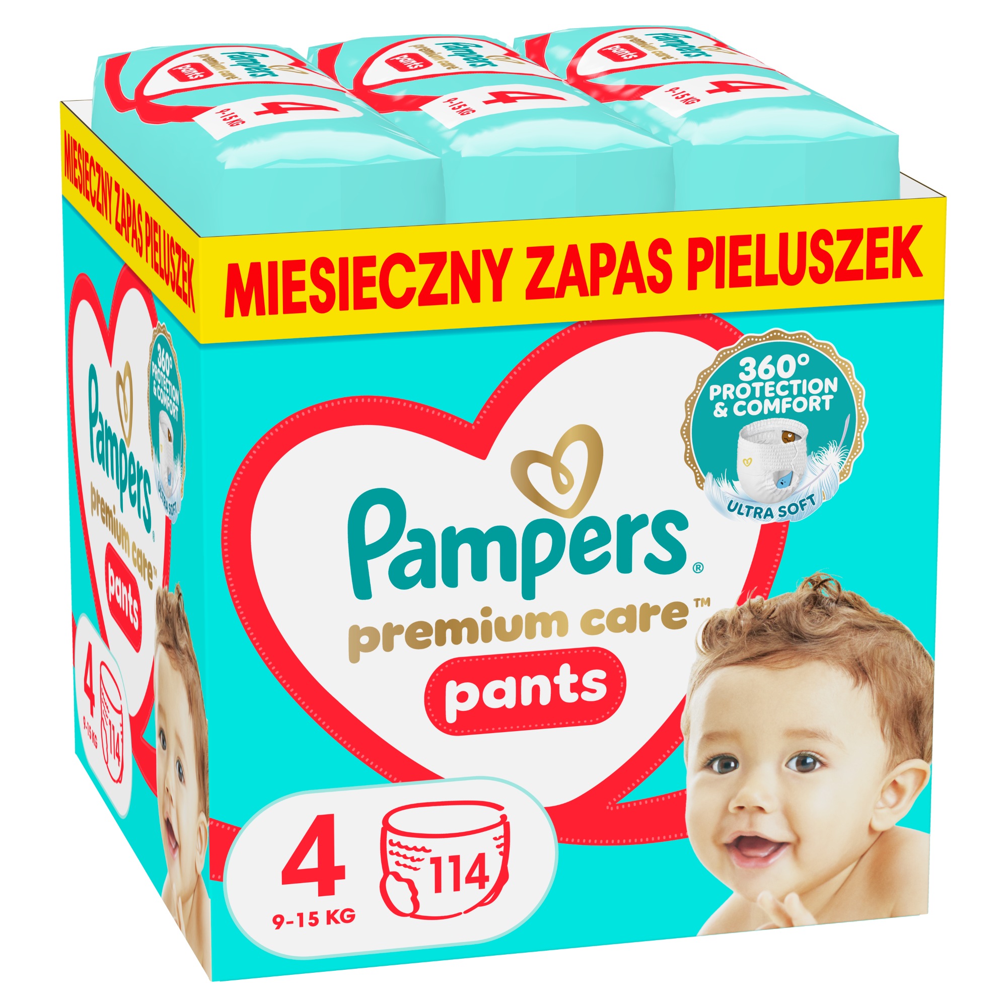 Pampers Premium Care Pieluchomajtki, rozmiar 4, 9-15 kg, 114 sztuk zdjęcie